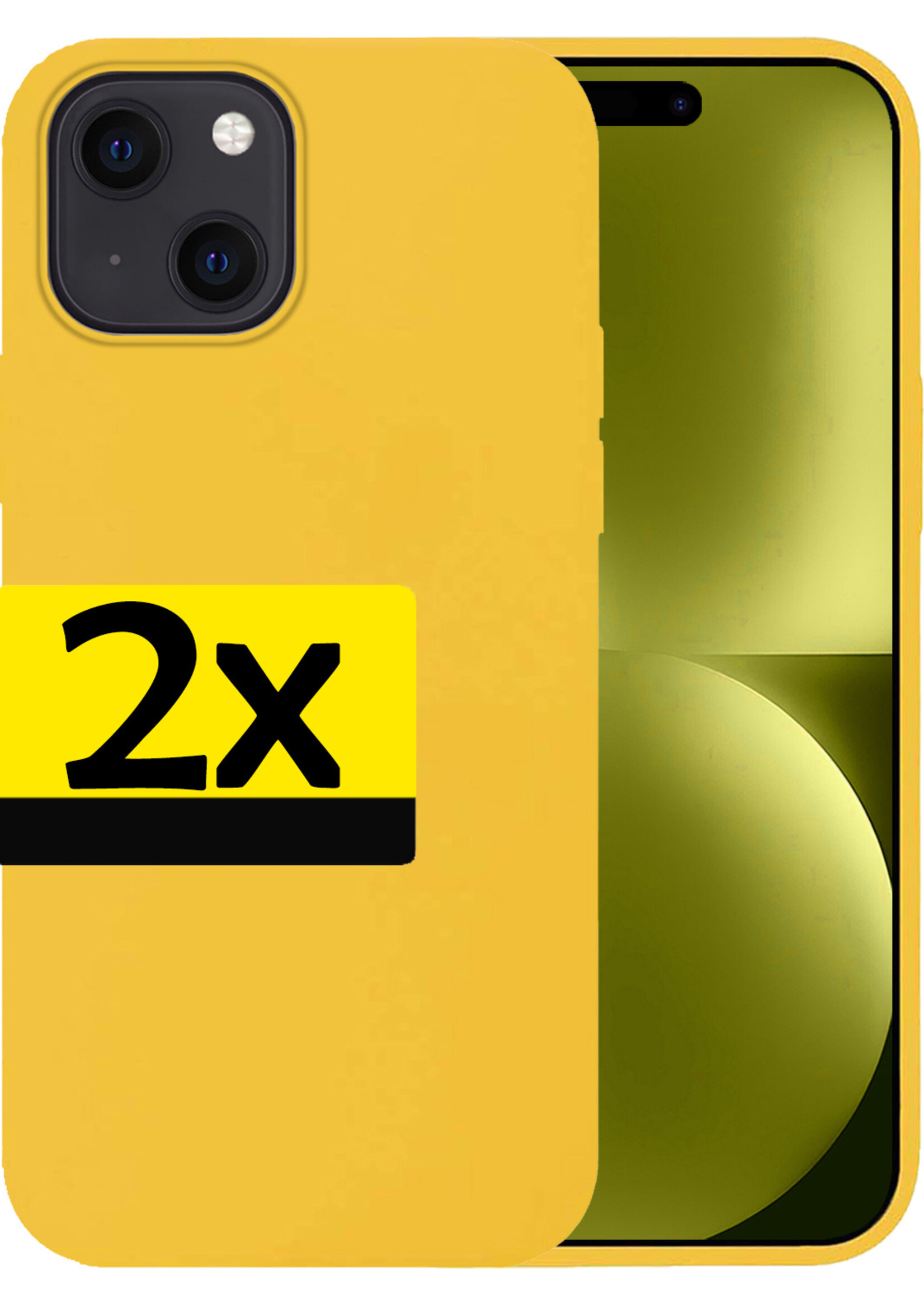 LUQ Hoesje Geschikt voor iPhone 15 Plus Hoesje Siliconen Case - Hoes Geschikt voor iPhone 15 Plus Hoes Siliconen - Geel - 2 Stuks