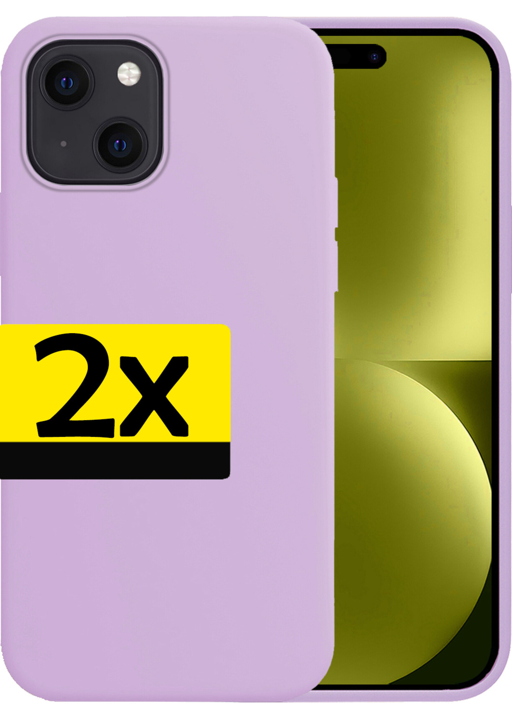 LUQ Hoesje Geschikt voor iPhone 15 Plus Hoesje Siliconen Case - Hoes Geschikt voor iPhone 15 Plus Hoes Siliconen - Lila - 2 Stuks