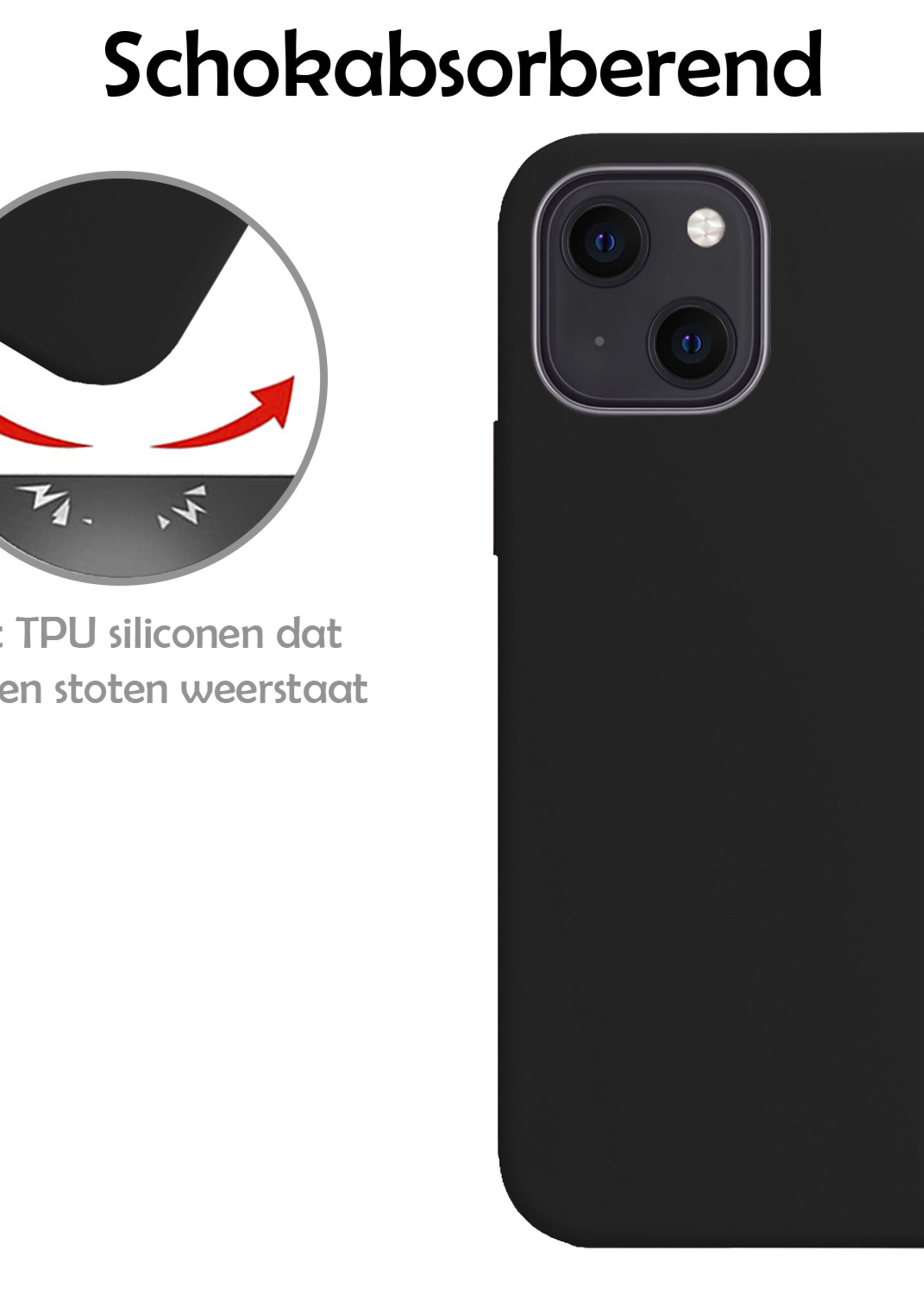 LUQ Hoesje Geschikt voor iPhone 15 Plus Hoesje Siliconen Case - Hoes Geschikt voor iPhone 15 Plus Hoes Siliconen - Zwart - 2 Stuks