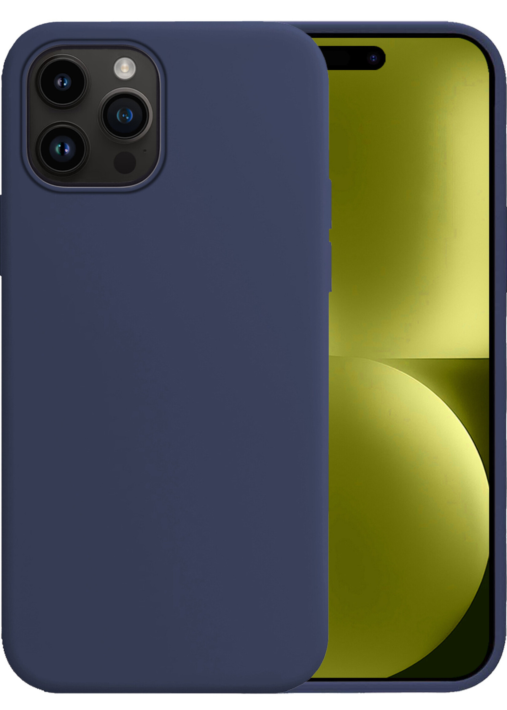 LUQ Hoesje Geschikt voor iPhone 15 Pro Hoesje Siliconen Case - Hoes Geschikt voor iPhone 15 Pro Hoes Siliconen - Donkerblauw