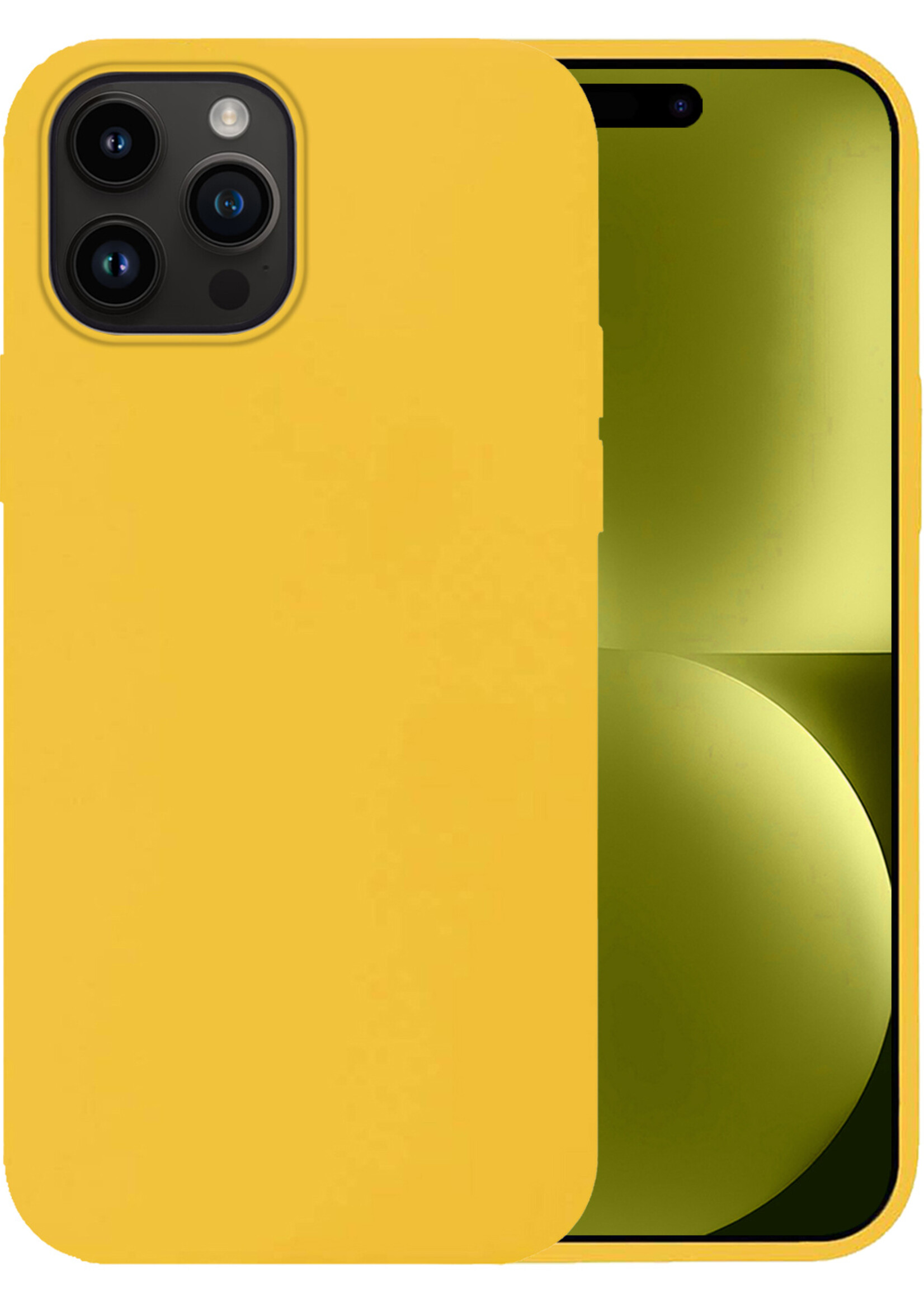LUQ Hoesje Geschikt voor iPhone 15 Pro Hoesje Siliconen Case - Hoes Geschikt voor iPhone 15 Pro Hoes Siliconen - Geel