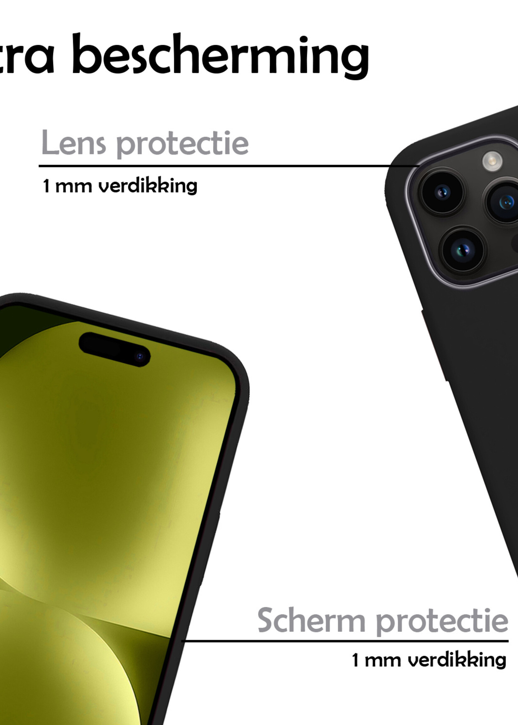LUQ Hoesje Geschikt voor iPhone 15 Pro Hoesje Siliconen Case - Hoes Geschikt voor iPhone 15 Pro Hoes Siliconen - Zwart