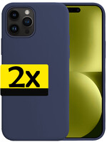 LUQ LUQ iPhone 15 Pro Hoesje Siliconen - Donkerblauw - 2 PACK
