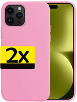 LUQ LUQ iPhone 15 Pro Hoesje Siliconen - Lichtroze - 2 PACK