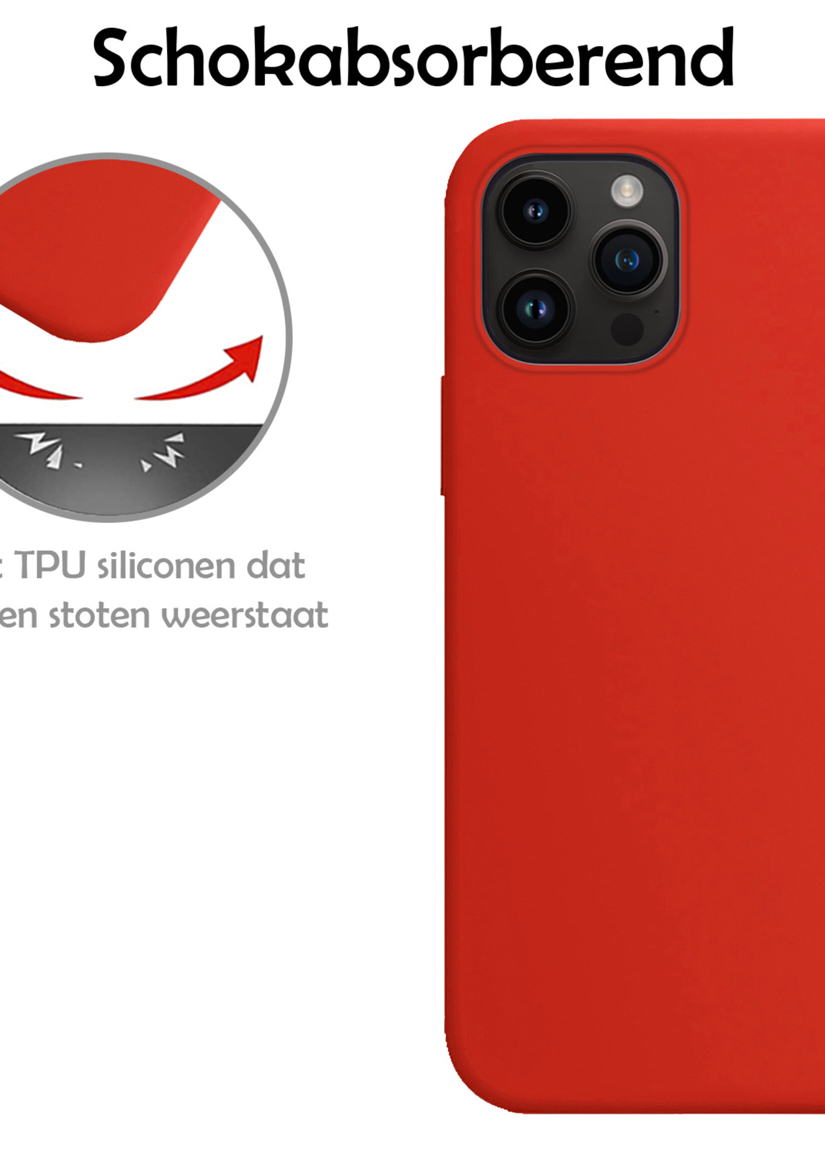 LUQ Hoesje Geschikt voor iPhone 15 Pro Hoesje Siliconen Case - Hoes Geschikt voor iPhone 15 Pro Hoes Siliconen - Rood - 2 Stuks