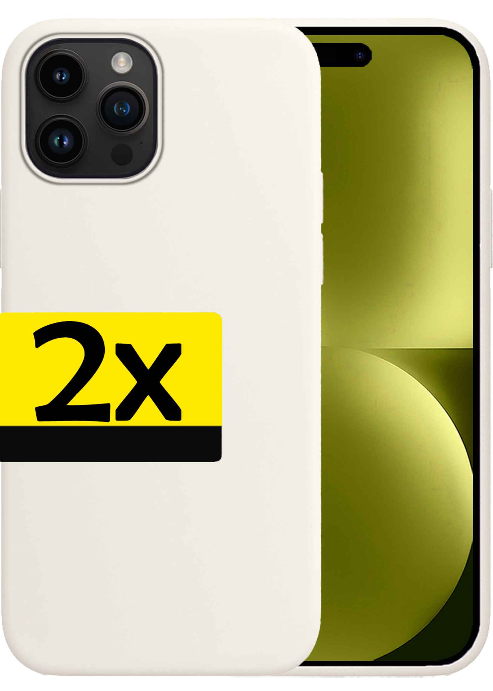 LUQ Hoesje Geschikt voor iPhone 15 Pro Hoesje Siliconen Case - Hoes Geschikt voor iPhone 15 Pro Hoes Siliconen - Wit - 2 Stuks