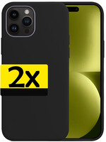 LUQ LUQ iPhone 15 Pro Hoesje Siliconen - Zwart - 2 PACK