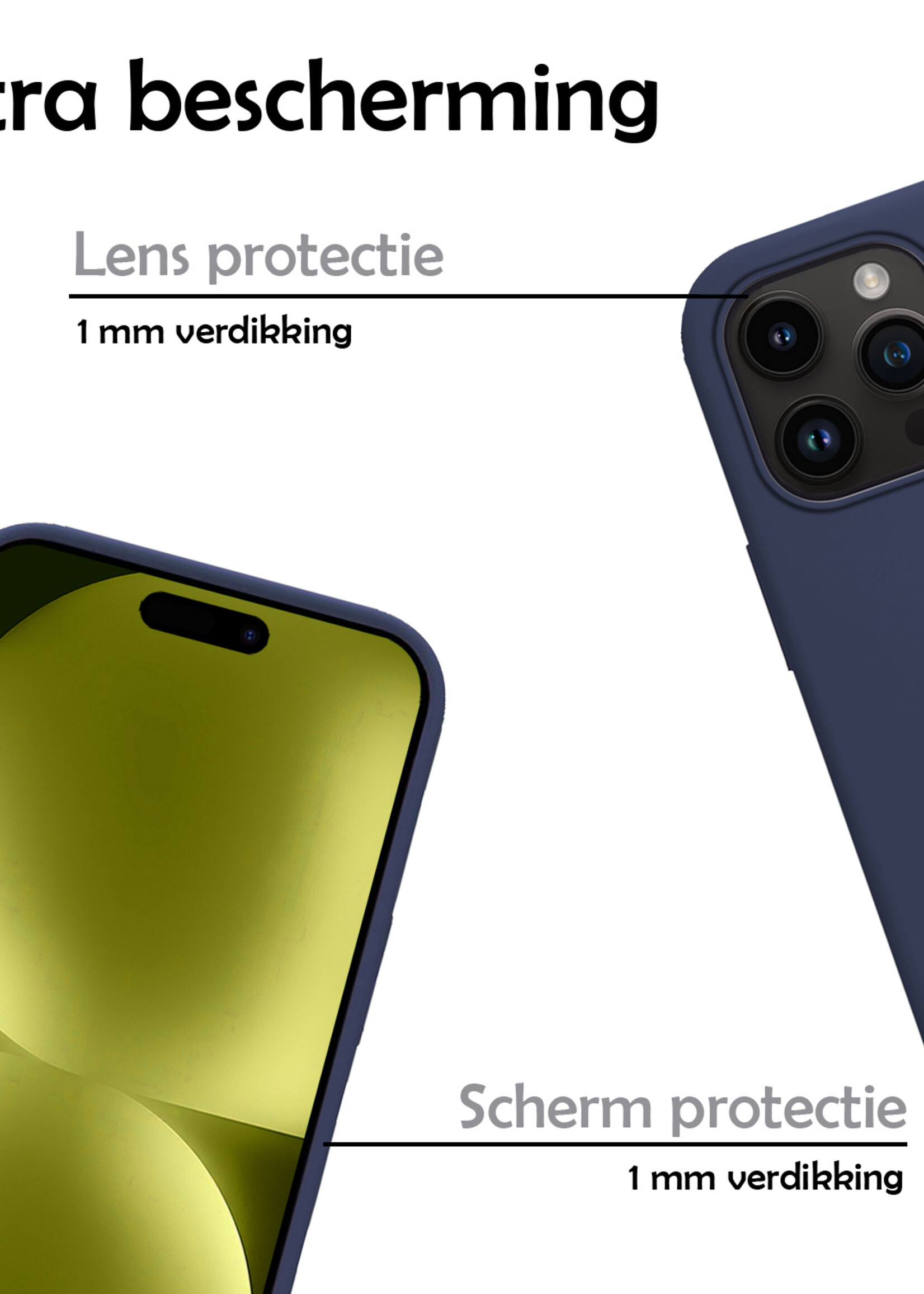 LUQ Hoesje Geschikt voor iPhone 15 Pro Max Hoesje Siliconen Case - Hoes Geschikt voor iPhone 15 Pro Max Hoes Siliconen - Donkerblauw