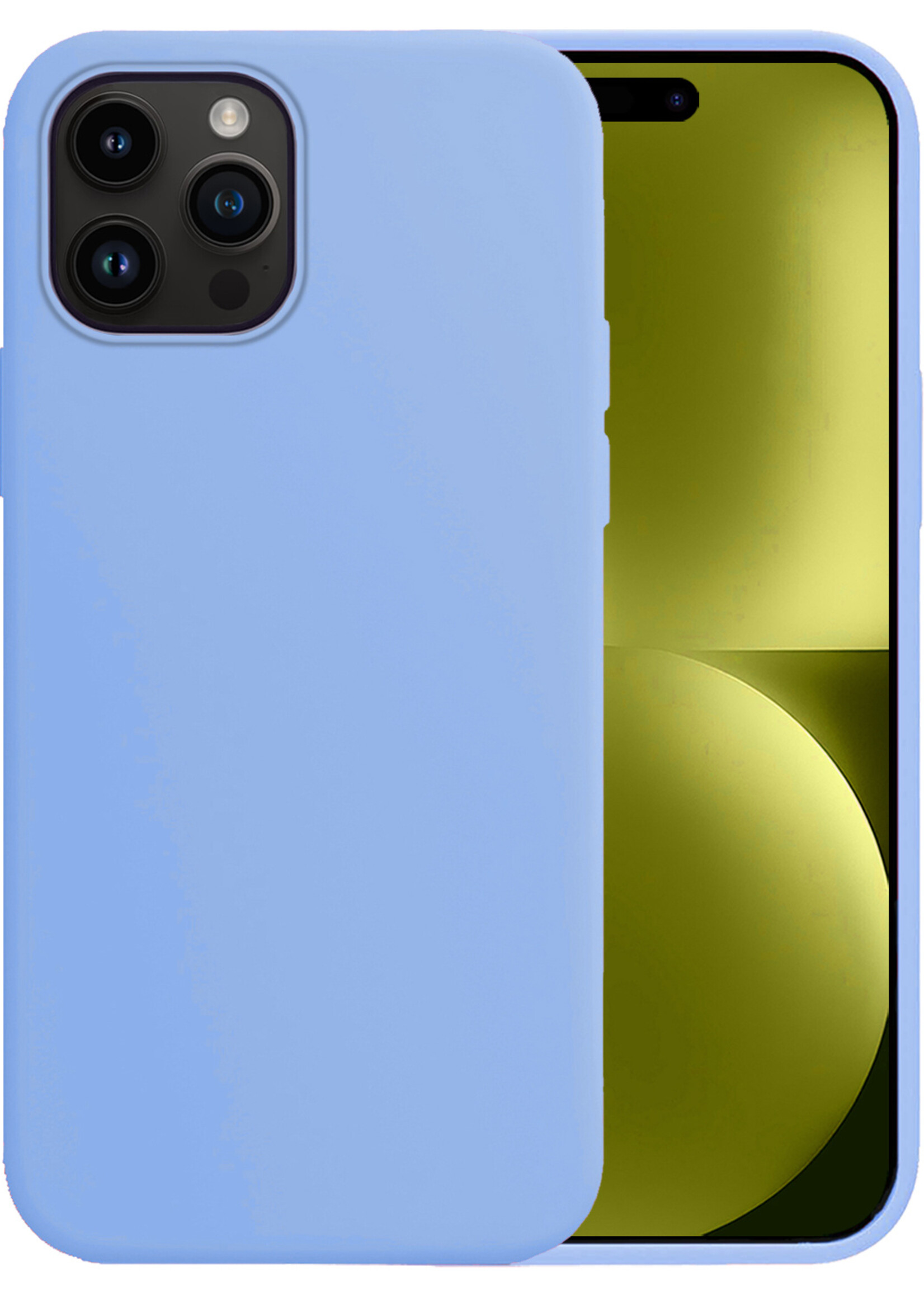 LUQ Hoesje Geschikt voor iPhone 15 Pro Max Hoesje Siliconen Case - Hoes Geschikt voor iPhone 15 Pro Max Hoes Siliconen - Lichtblauw