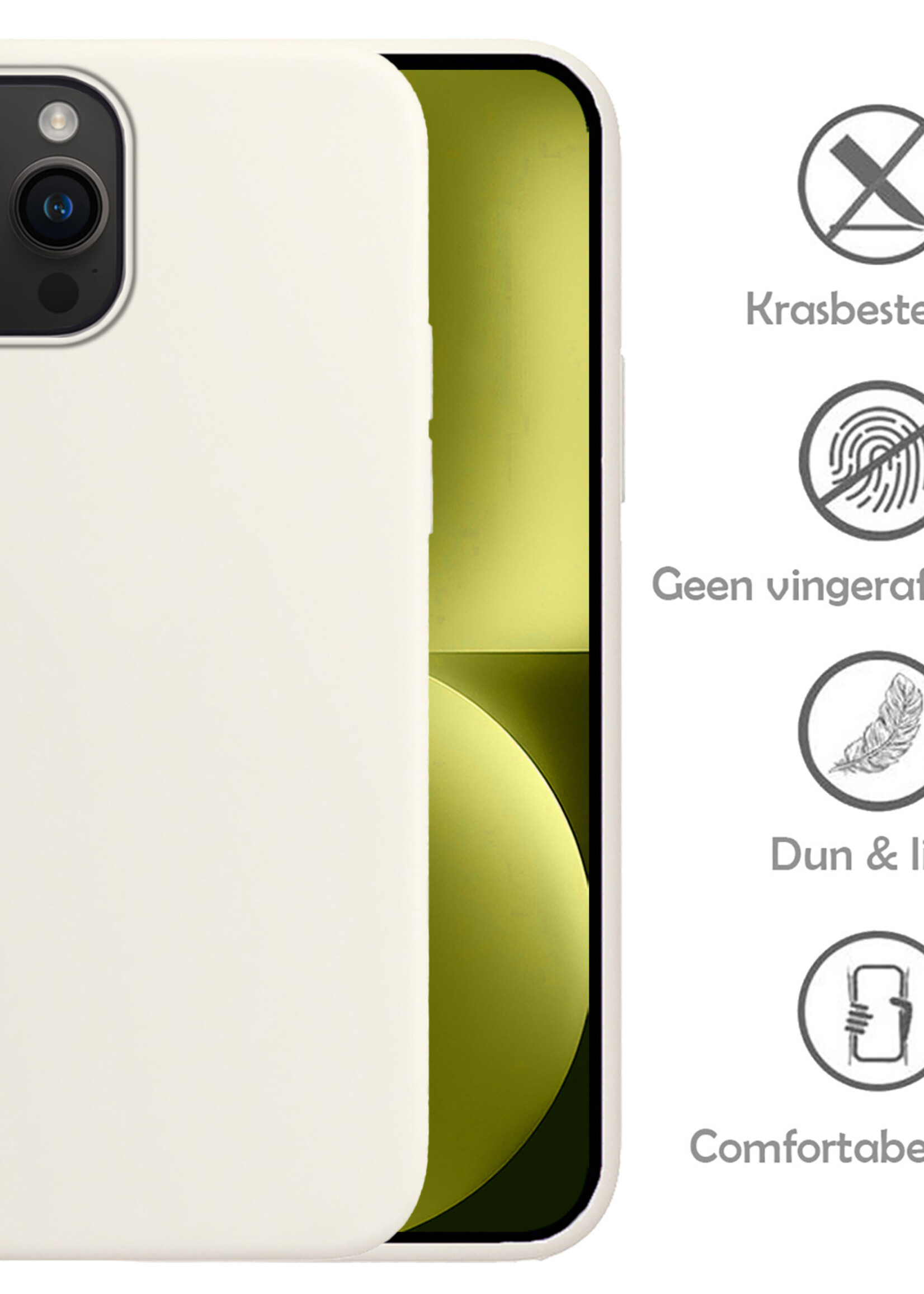 LUQ Hoesje Geschikt voor iPhone 15 Pro Max Hoesje Siliconen Case - Hoes Geschikt voor iPhone 15 Pro Max Hoes Siliconen - Wit