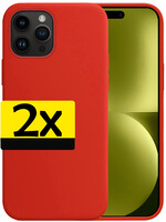 LUQ LUQ iPhone 15 Pro Max Hoesje Siliconen - Rood - 2 PACK