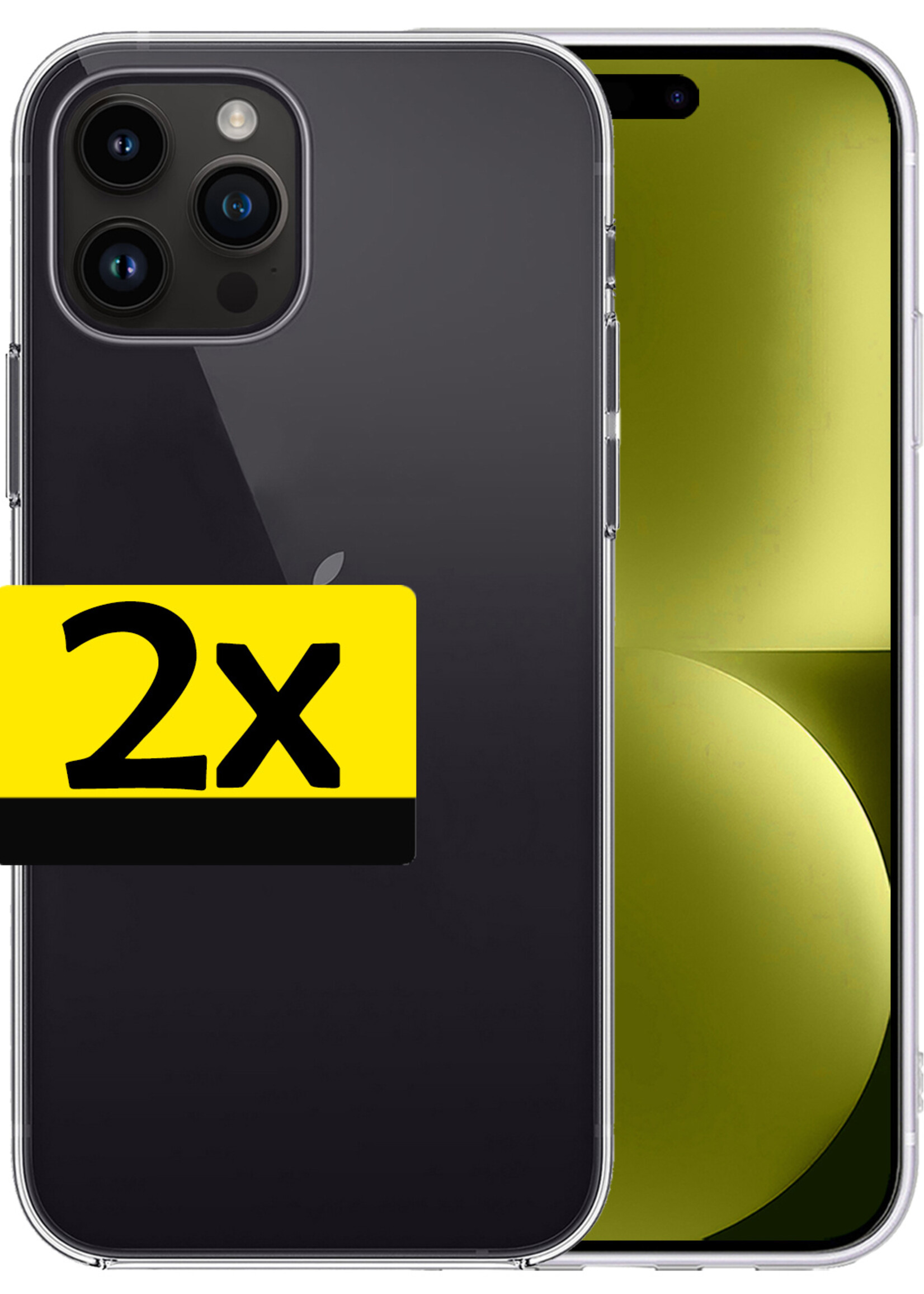 LUQ Hoesje Geschikt voor iPhone 15 Pro Max Hoesje Siliconen Case - Hoes Geschikt voor iPhone 15 Pro Max Hoes Siliconen - Transparant - 2 Stuks