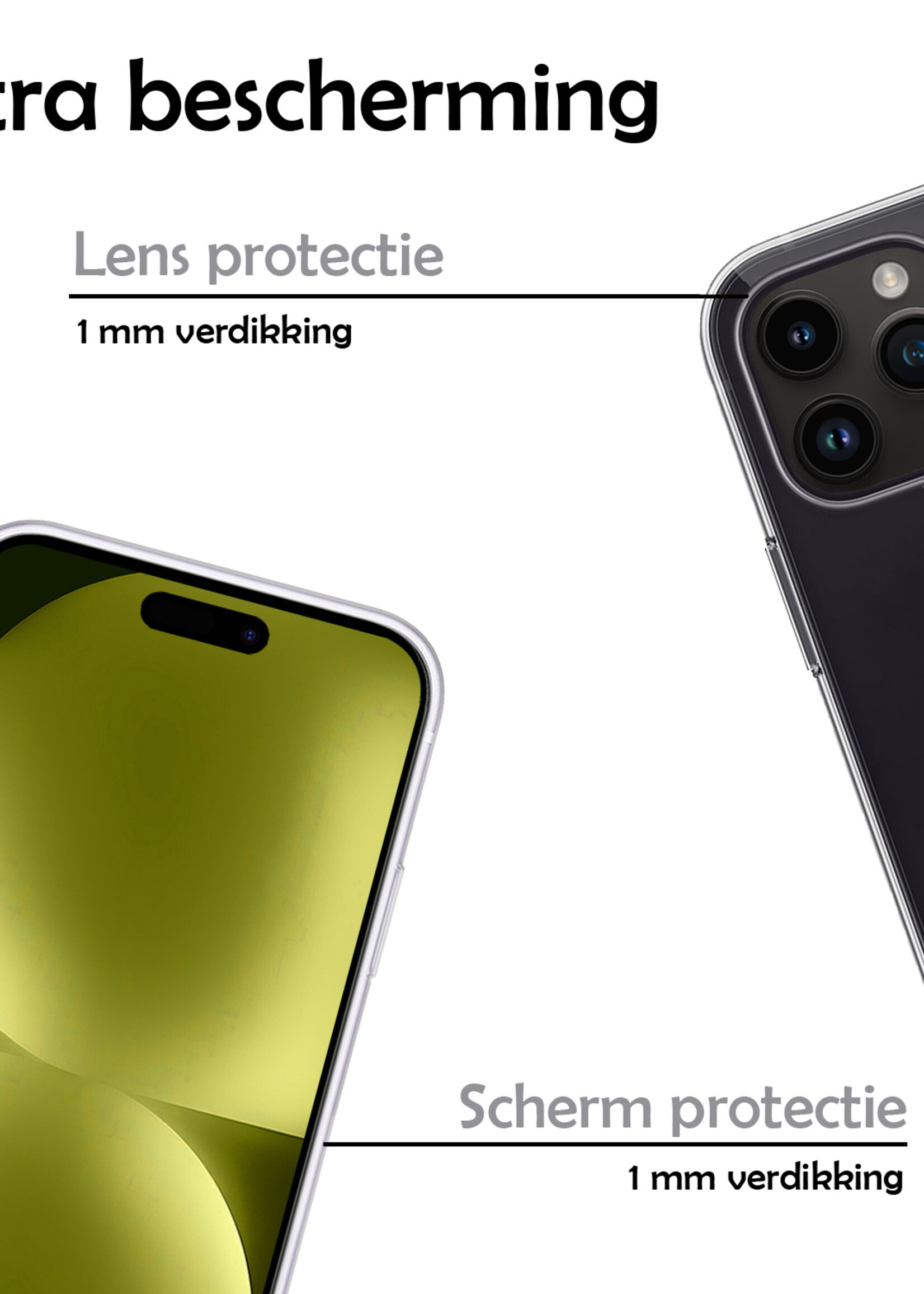 LUQ Hoesje Geschikt voor iPhone 15 Pro Max Hoesje Siliconen Case - Hoes Geschikt voor iPhone 15 Pro Max Hoes Siliconen - Transparant - 2 Stuks
