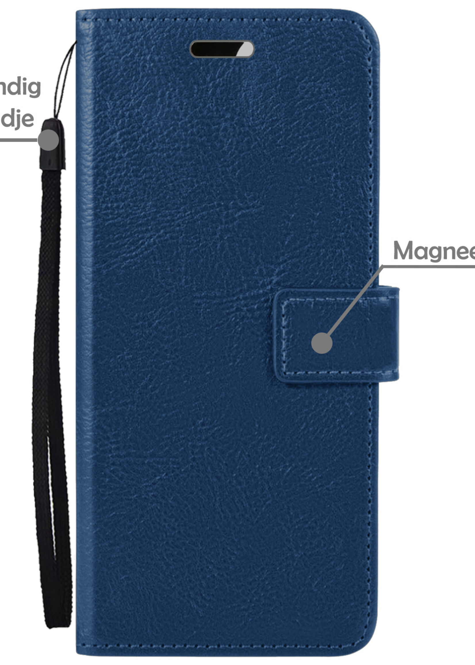 LUQ Hoesje Geschikt voor iPhone 15 Hoesje Book Case Hoes Wallet Cover - Hoes Geschikt voor iPhone 15 Hoesje Bookcase Hoes - Donkerblauw