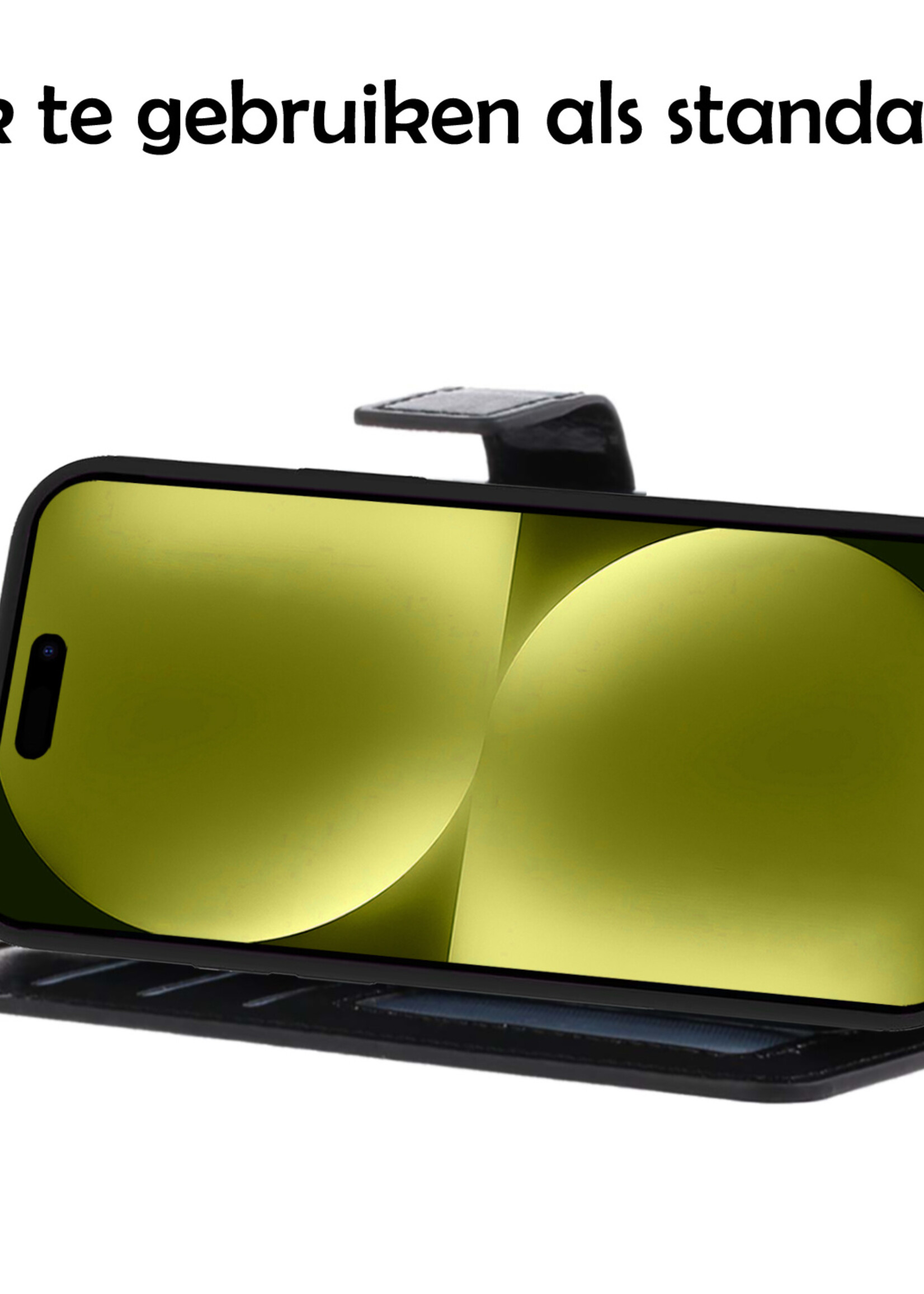 LUQ Hoesje Geschikt voor iPhone 15 Plus Hoesje Book Case Hoes Wallet Cover - Hoes Geschikt voor iPhone 15 Plus Hoesje Bookcase Hoes - Zwart