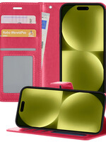 LUQ LUQ iPhone 15 Pro Hoesje Bookcase - Donkerroze