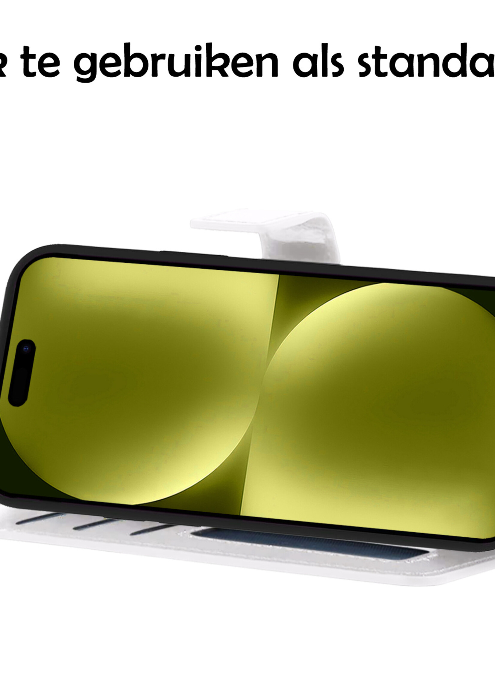 LUQ Hoesje Geschikt voor iPhone 15 Pro Hoesje Book Case Hoes Wallet Cover - Hoes Geschikt voor iPhone 15 Pro Hoesje Bookcase Hoes - Wit