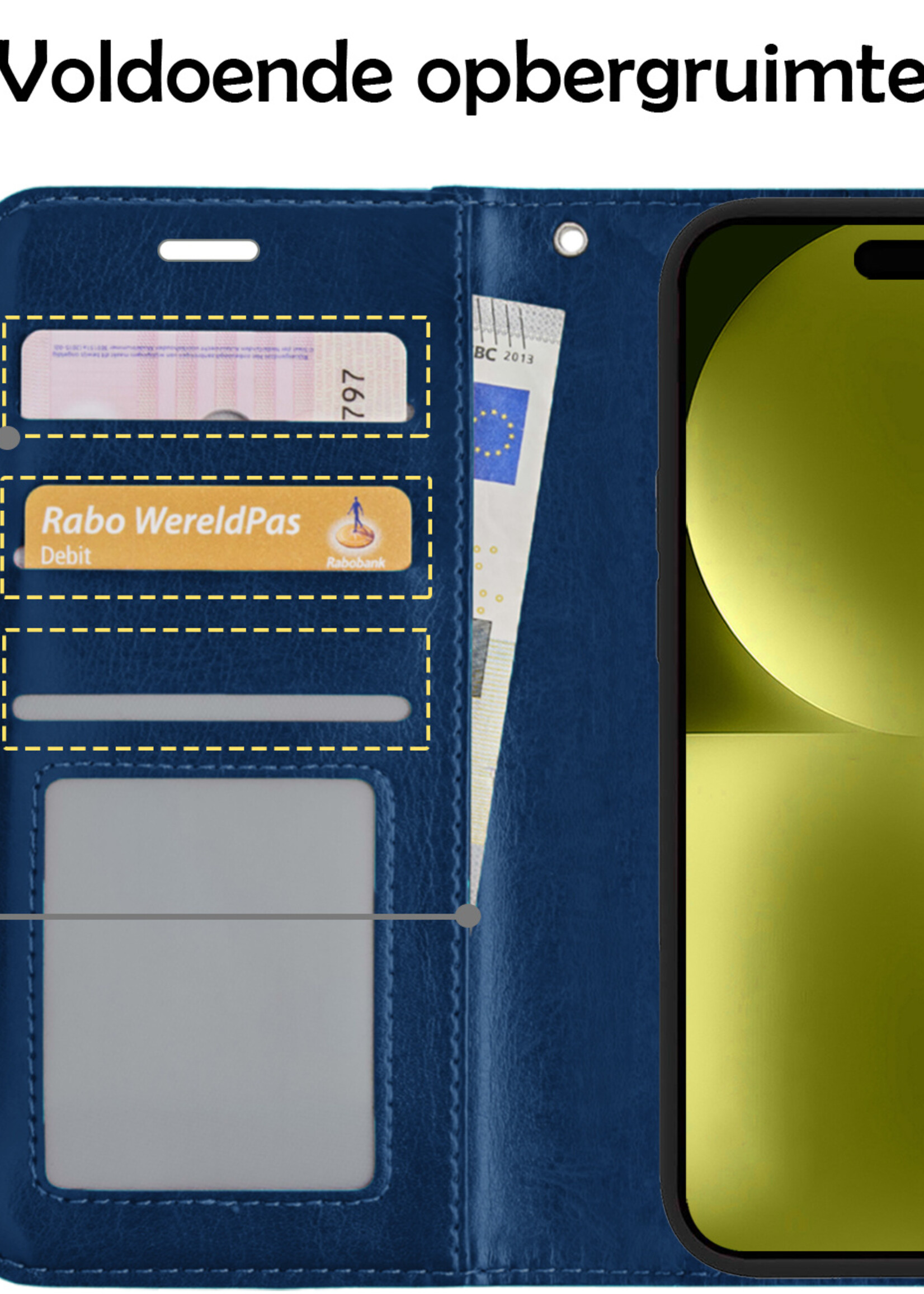 LUQ Hoesje Geschikt voor iPhone 15 Pro Max Hoesje Book Case Hoes Wallet Cover - Hoes Geschikt voor iPhone 15 Pro Max Hoesje Bookcase Hoes - Donkerblauw