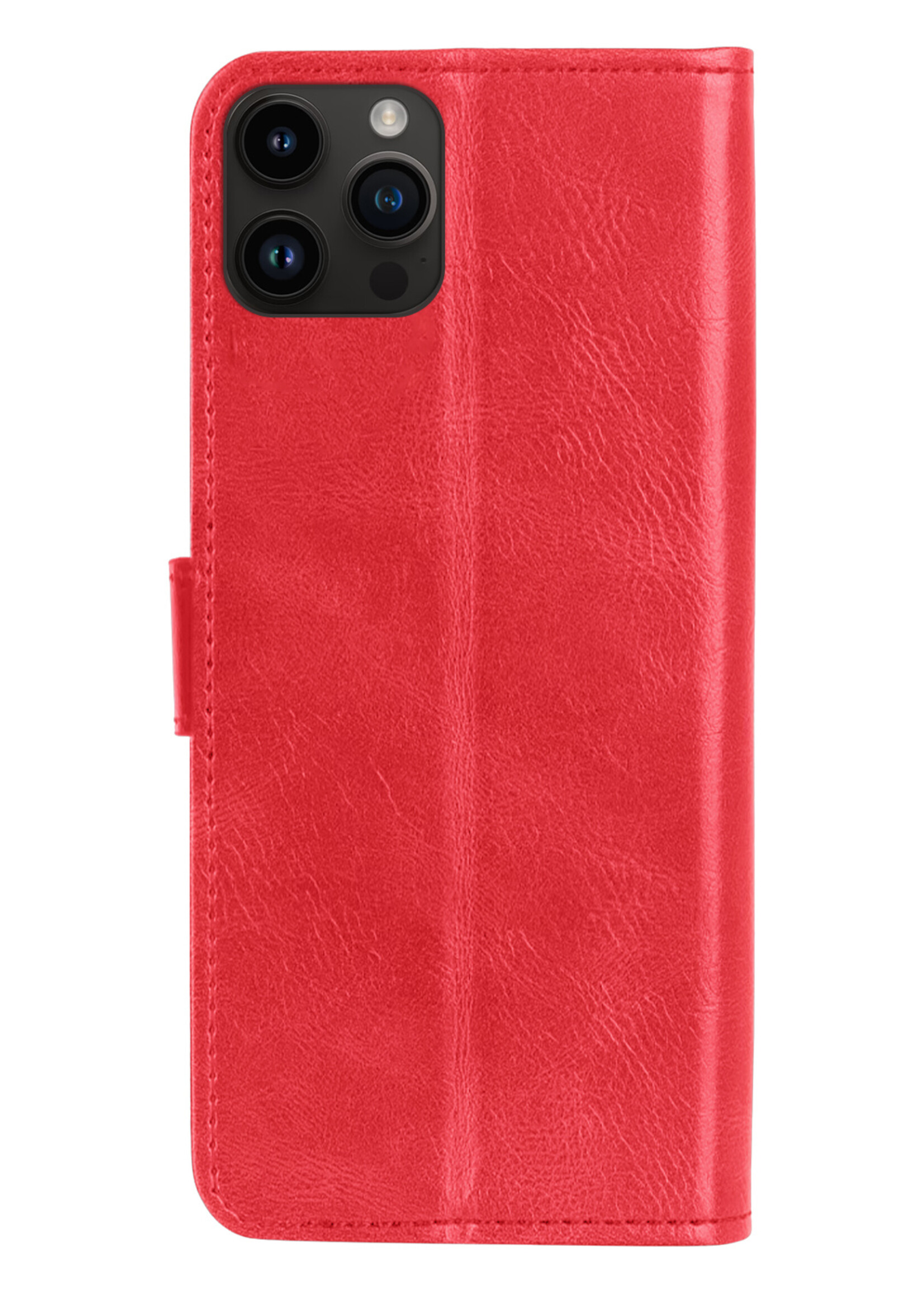 LUQ Hoesje Geschikt voor iPhone 15 Pro Max Hoesje Book Case Hoes Wallet Cover - Hoes Geschikt voor iPhone 15 Pro Max Hoesje Bookcase Hoes - Rood