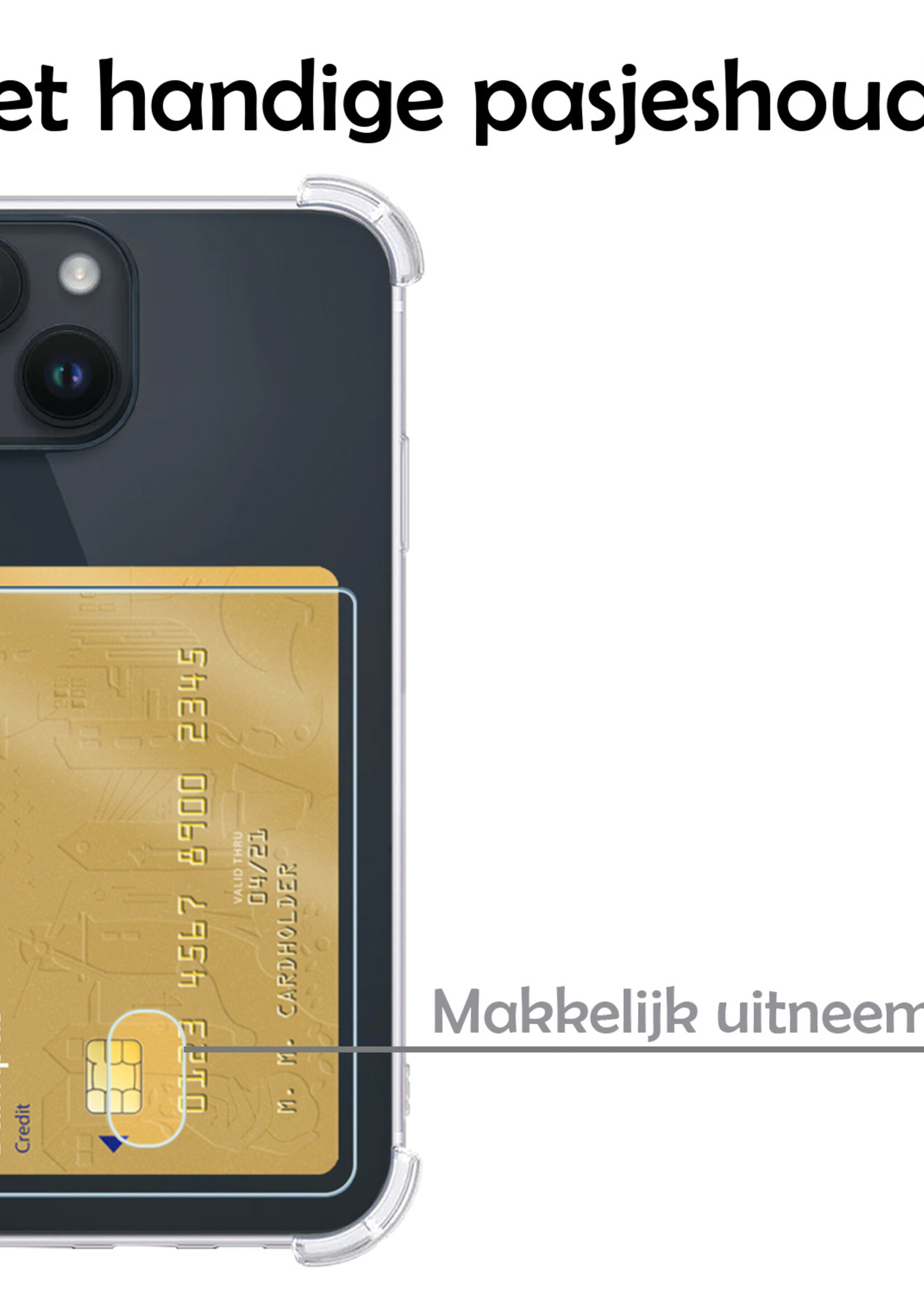 LUQ Hoesje Geschikt voor iPhone 15 Plus Hoesje Case Pashouder Cover Siliconen - Hoes Geschikt voor iPhone 15 Plus Hoesje Met Kaarthouder - Transparant