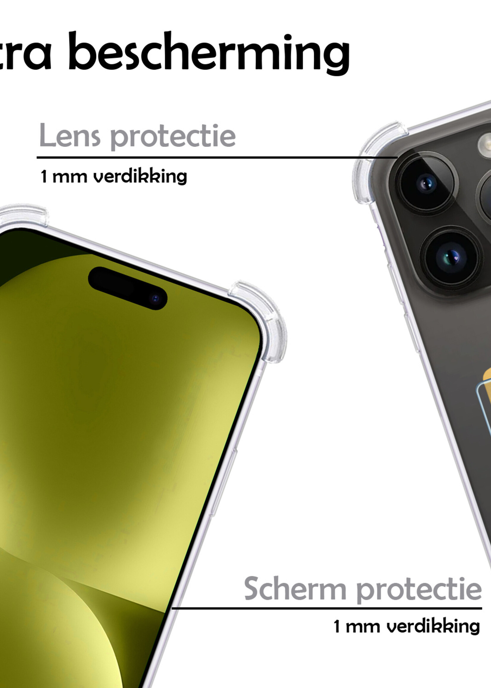 LUQ Hoesje Geschikt voor iPhone 15 Pro Hoesje Case Pashouder Cover Siliconen - Hoes Geschikt voor iPhone 15 Pro Hoesje Met Kaarthouder - Transparant