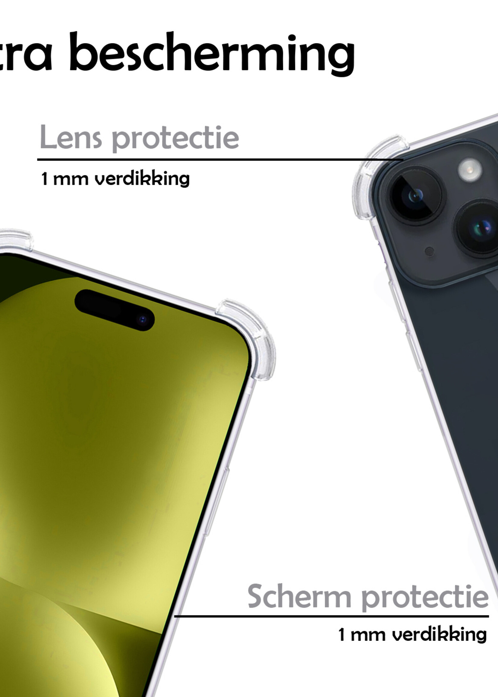 LUQ Hoesje Geschikt voor iPhone 15 Hoesje Shockproof Case Siliconen - Hoes Geschikt voor iPhone 15 Hoes Cover Siliconen - Transparant