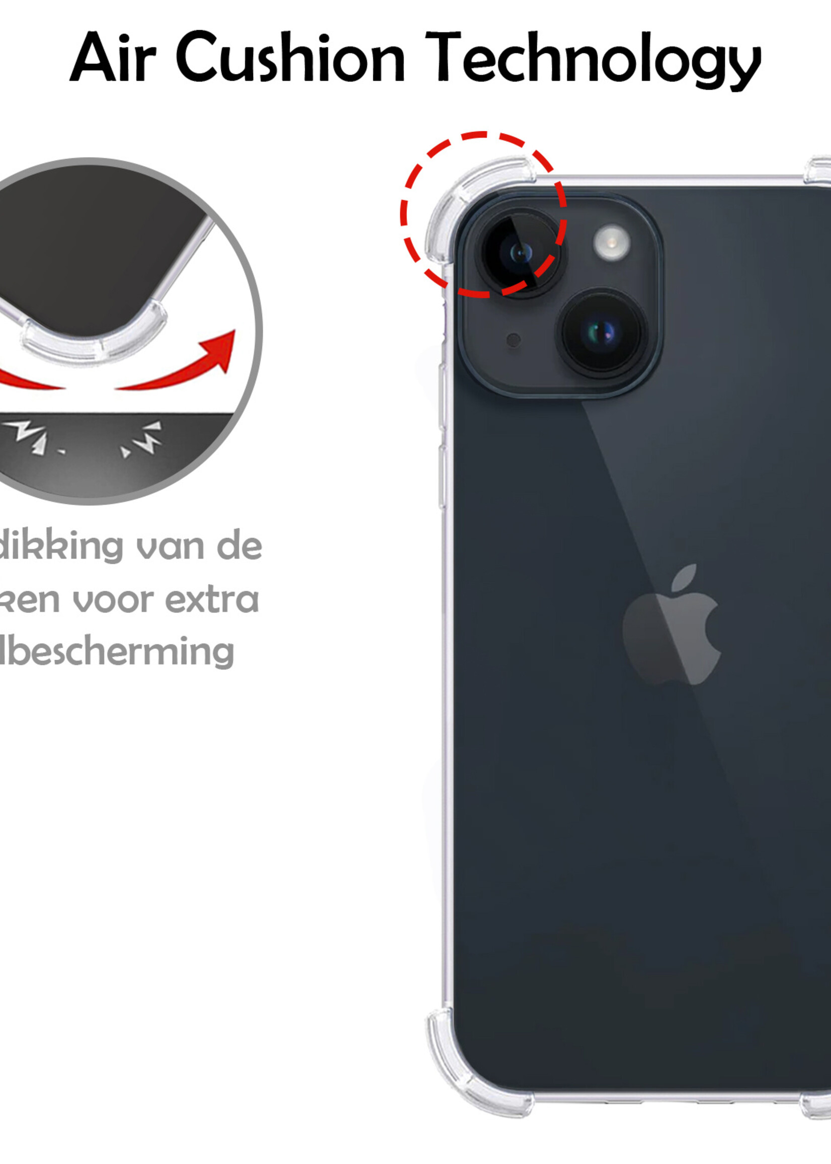 LUQ Hoesje Geschikt voor iPhone 15 Hoesje Shockproof Case Siliconen - Hoes Geschikt voor iPhone 15 Hoes Cover Siliconen - Transparant - 2 Stuks