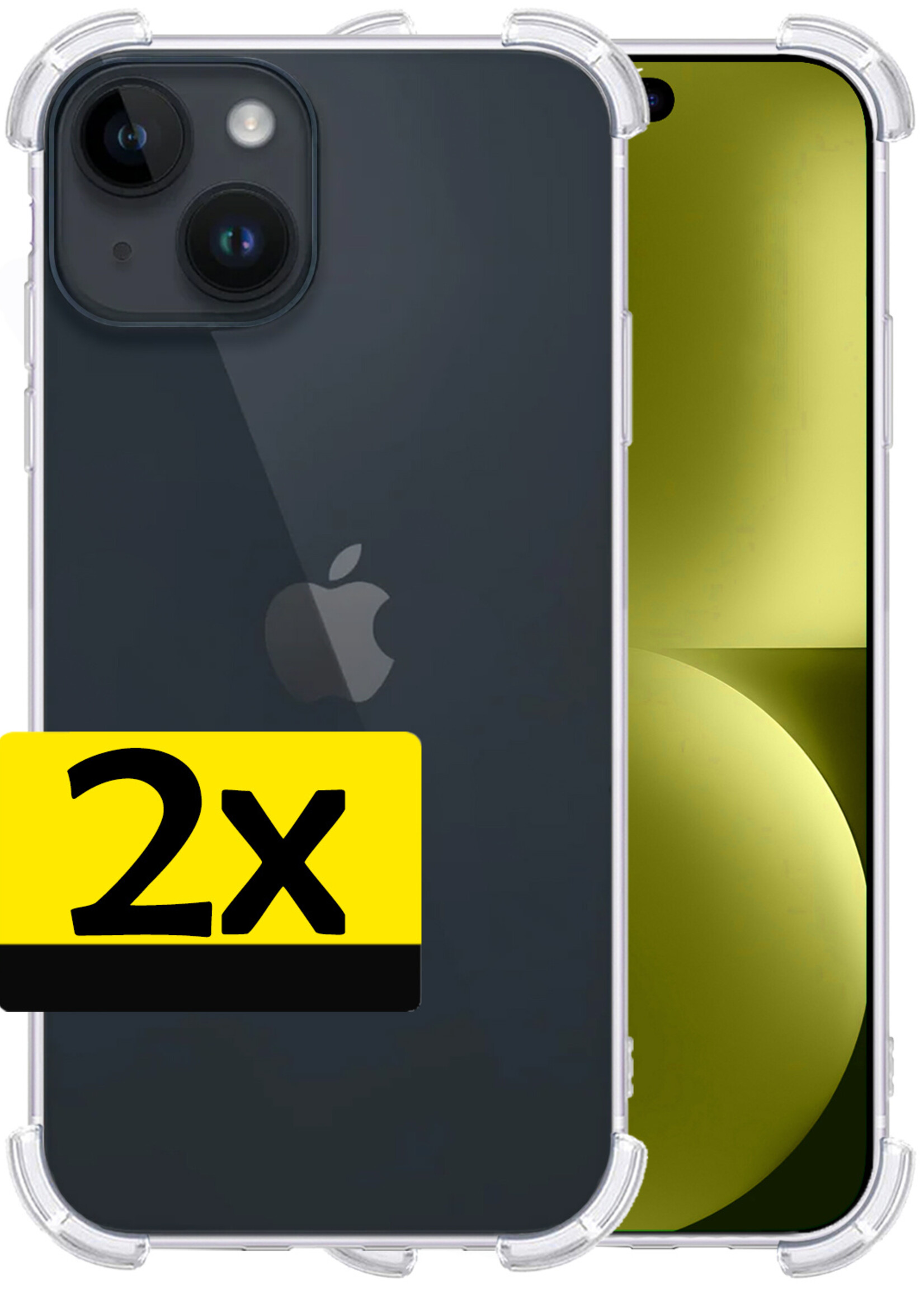 LUQ Hoesje Geschikt voor iPhone 15 Plus Hoesje Shockproof Case Siliconen - Hoes Geschikt voor iPhone 15 Plus Hoes Cover Siliconen - Transparant - 2 Stuks