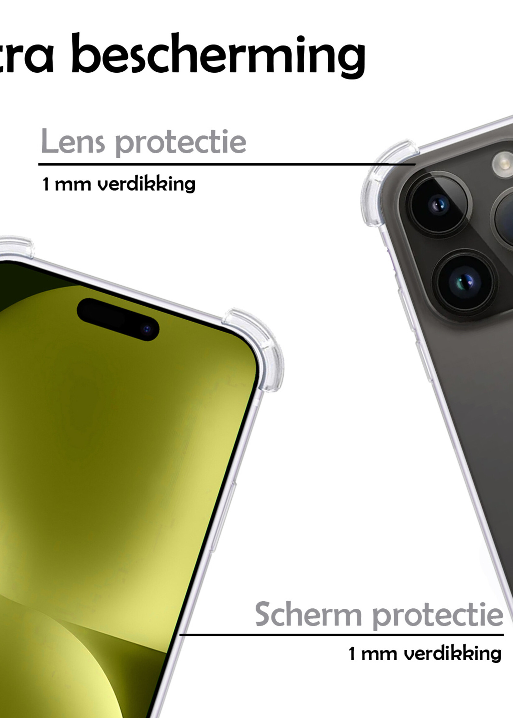 LUQ Hoesje Geschikt voor iPhone 15 Pro Hoesje Shockproof Case Siliconen - Hoes Geschikt voor iPhone 15 Pro Hoes Cover Siliconen - Transparant
