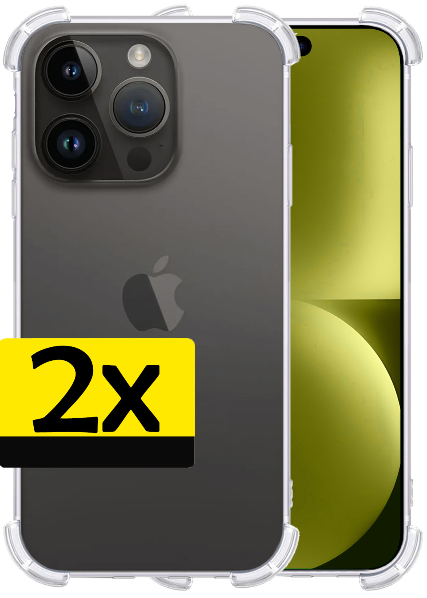 LUQ Hoesje Geschikt voor iPhone 15 Pro Max Hoesje Shockproof Case Siliconen - Hoes Geschikt voor iPhone 15 Pro Max Hoes Cover Siliconen - Transparant - 2 Stuks