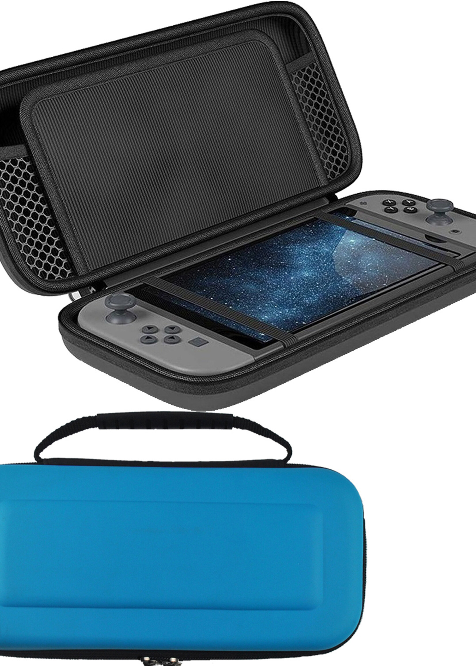 LUQ Hoes Geschikt voor Nintendo Switch Case Hoesje Met Screenprotector - Bescherm Hoes Geschikt voor Nintendo Switch Hoes Hard Cover - Blauw