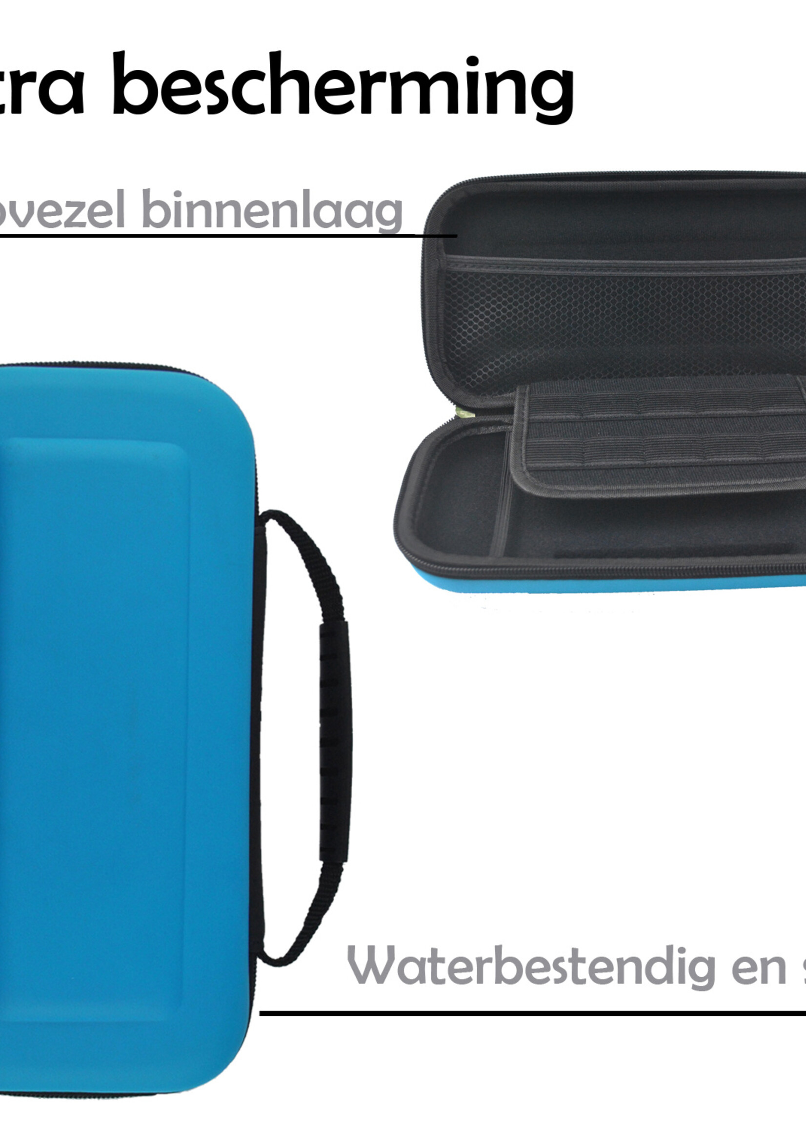 LUQ Hoes Geschikt voor Nintendo Switch Case Hoesje Met Screenprotector - Bescherm Hoes Geschikt voor Nintendo Switch Hoes Hard Cover - Blauw