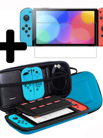 LUQ LUQ Nintendo Switch Hoesje Handvat Met Screenprotector - Blauw
