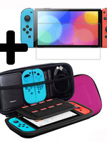 LUQ LUQ Nintendo Switch Hoesje Handvat Met Screenprotector - Grijs