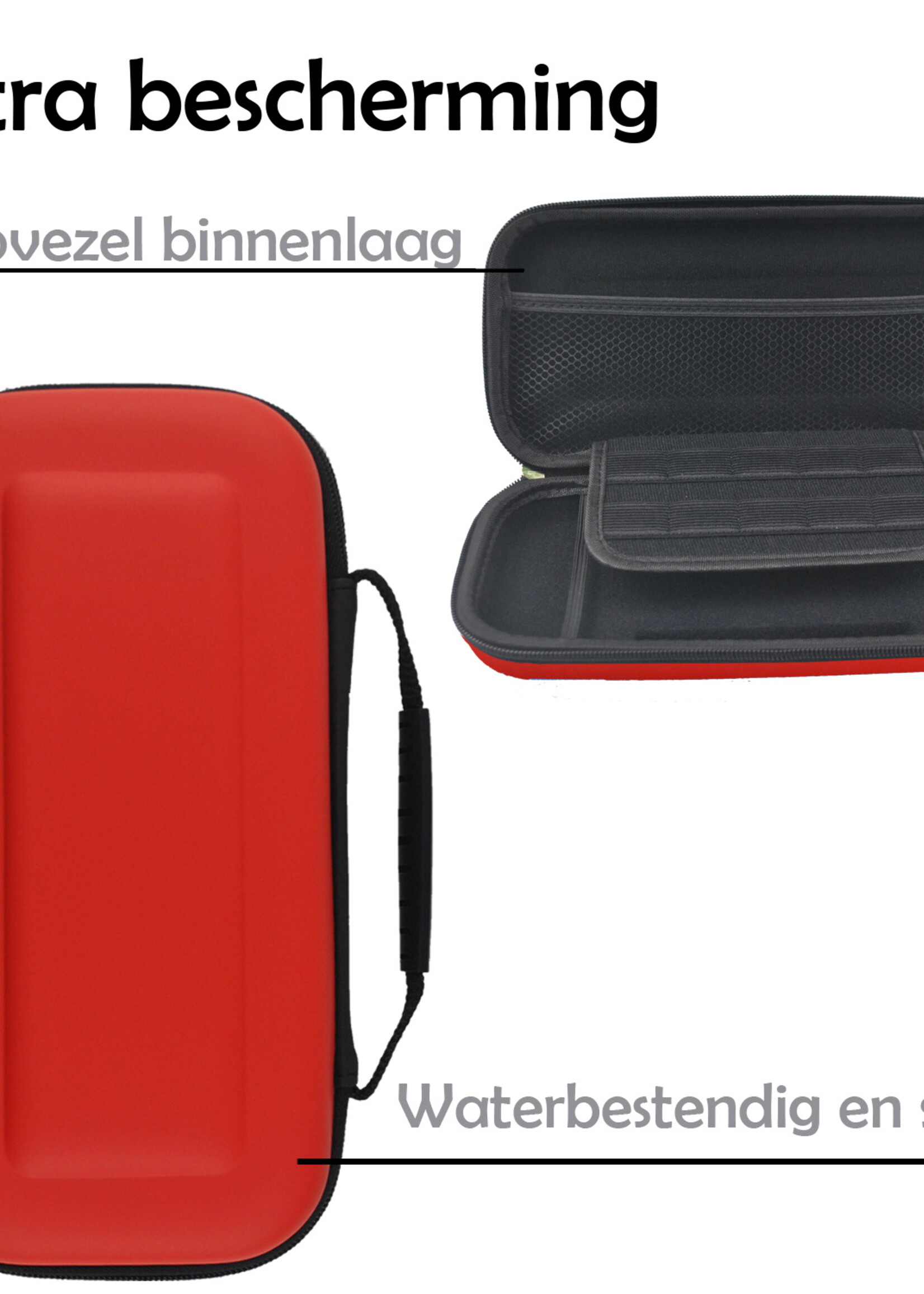 LUQ Hoes Geschikt voor Nintendo Switch Case Hoesje Met Screenprotector - Bescherm Hoes Geschikt voor Nintendo Switch Hoes Hard Cover - Rood