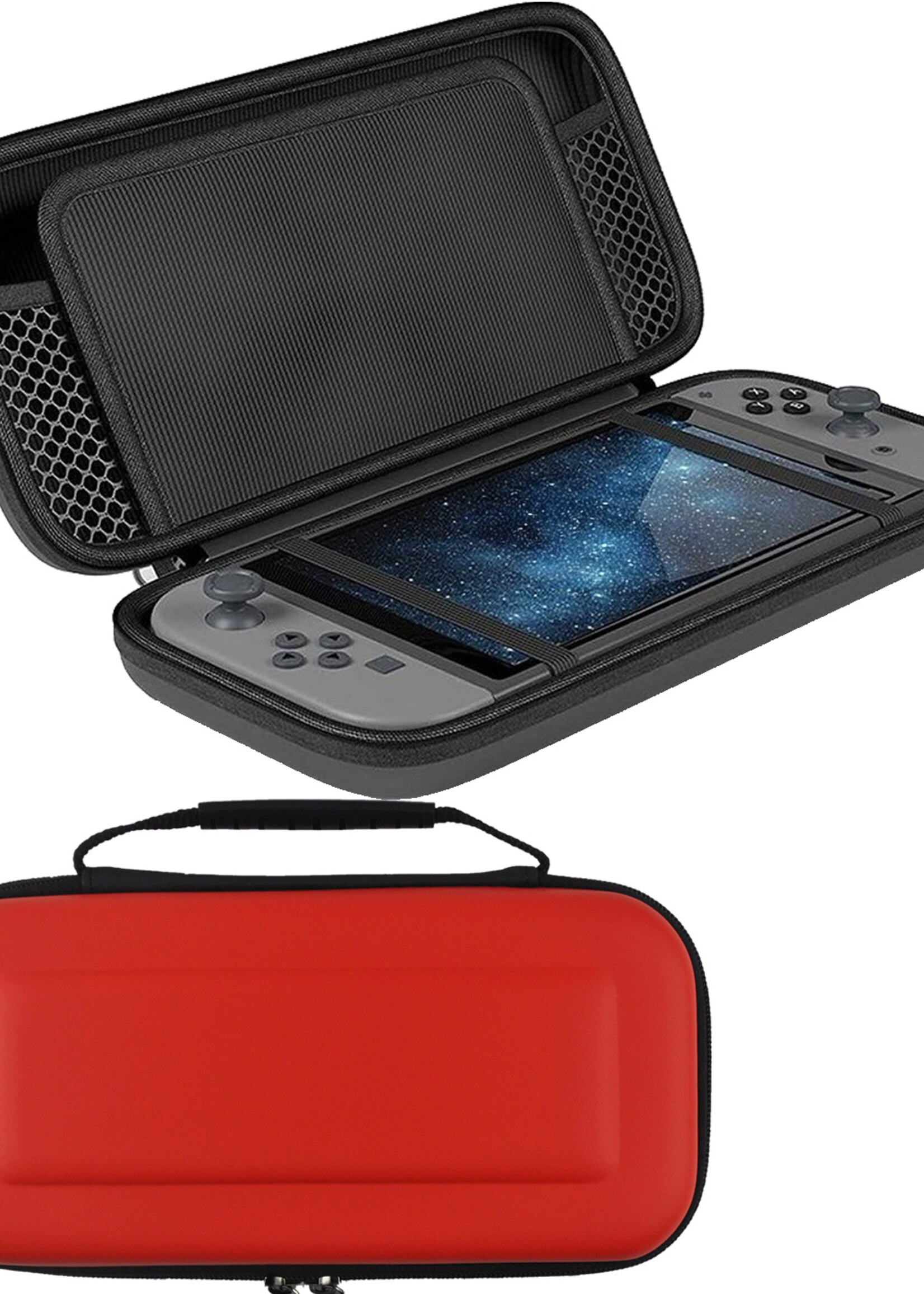 LUQ Hoes Geschikt voor Nintendo Switch Case Hoesje Met Screenprotector - Bescherm Hoes Geschikt voor Nintendo Switch Hoes Hard Cover - Rood