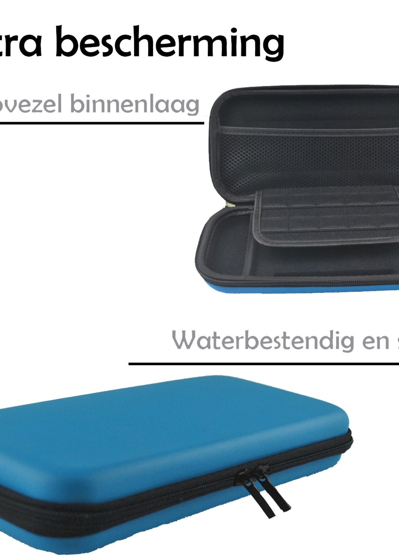 LUQ Hoes Geschikt voor Nintendo Switch OLED Case Hoesje Polsbandje Met Screenprotector - Bescherm Hoes Geschikt voor Nintendo Switch OLED Hoes Hard Cover - Blauw