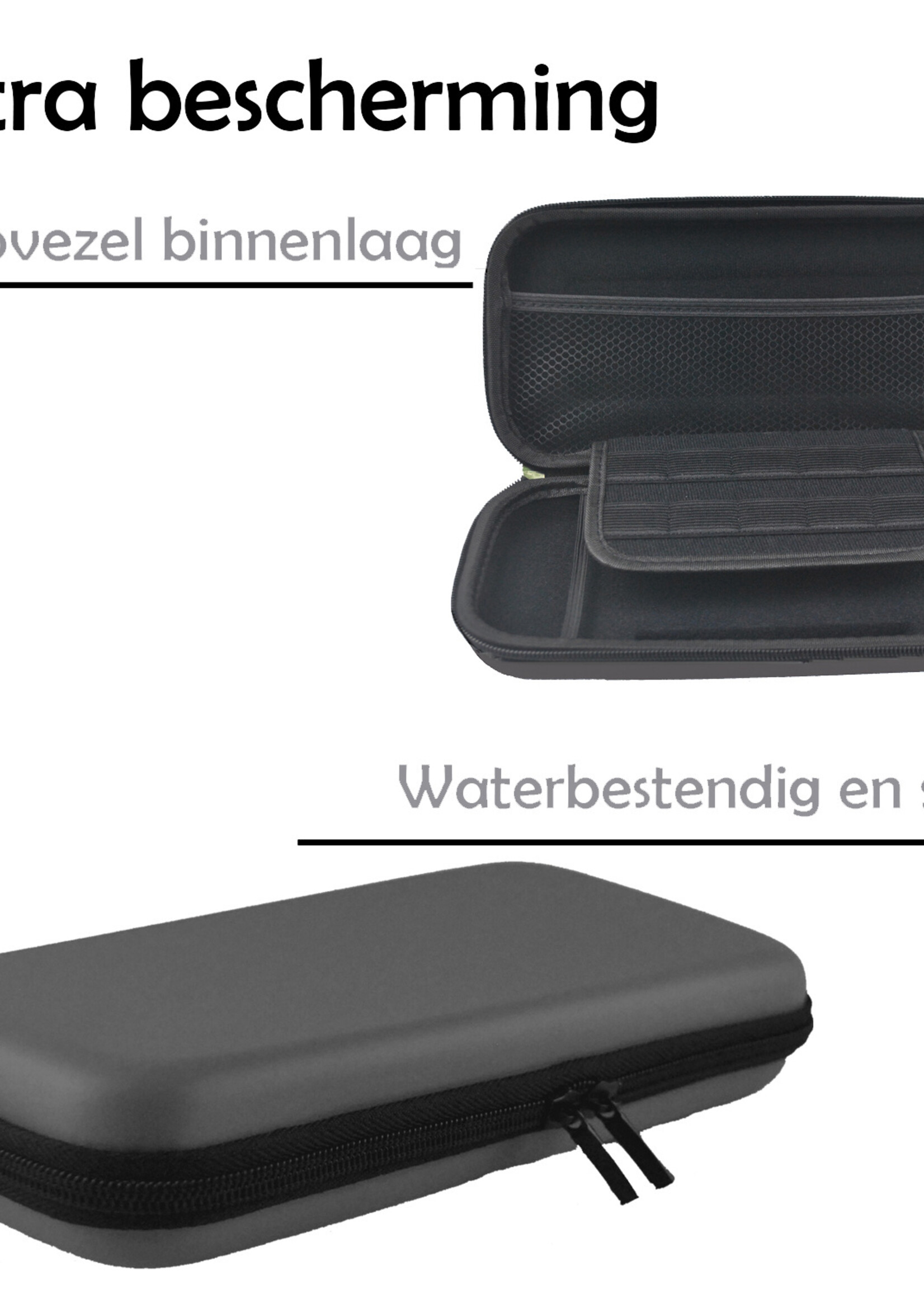 LUQ Hoes Geschikt voor Nintendo Switch OLED Case Hoesje Polsbandje Met Screenprotector - Bescherm Hoes Geschikt voor Nintendo Switch OLED Hoes Hard Cover - Grijs
