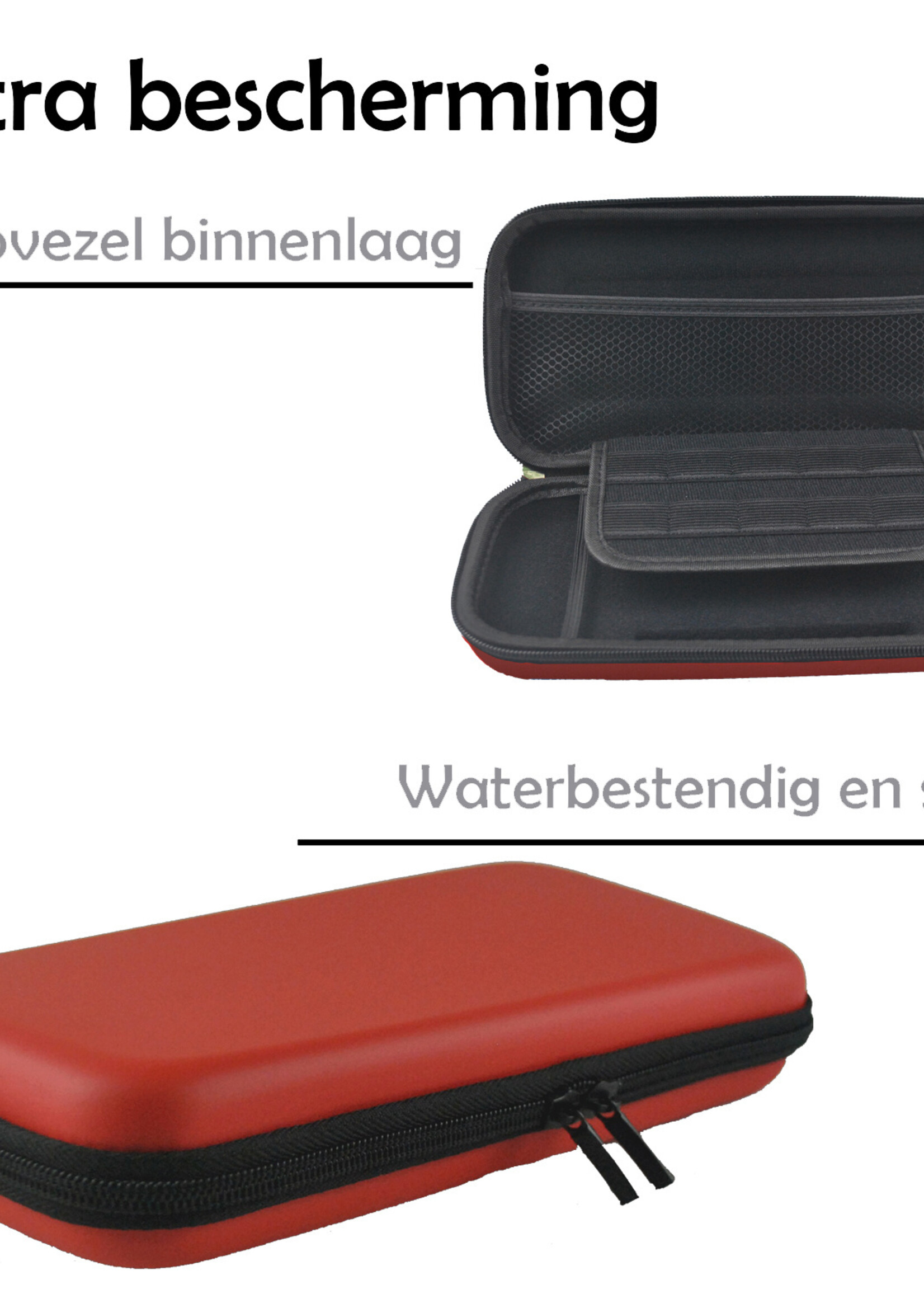 LUQ Hoes Geschikt voor Nintendo Switch OLED Case Hoesje Polsbandje Met Screenprotector - Bescherm Hoes Geschikt voor Nintendo Switch OLED Hoes Hard Cover - Rood