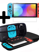 LUQ LUQ Nintendo Switch OLED Hoesje Met Screenprotector - Zwart