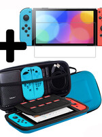 LUQ LUQ Nintendo Switch OLED Hoesje Handvat Met Screenprotector - Blauw