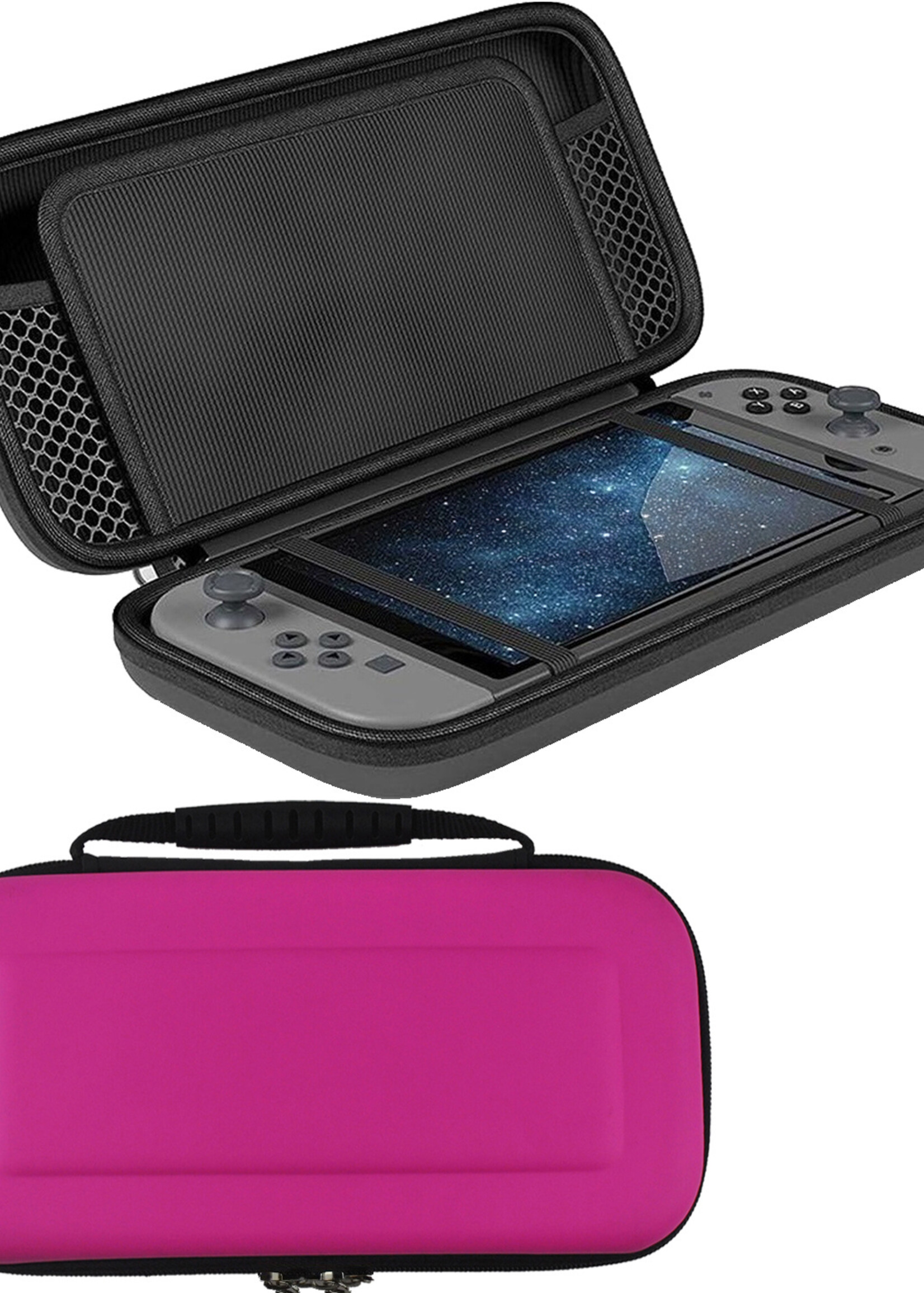LUQ Hoes Geschikt voor Nintendo Switch OLED Case Hoesje Met Screenprotector - Bescherm Hoes Geschikt voor Nintendo Switch OLED Hoes Hard Cover - Roze