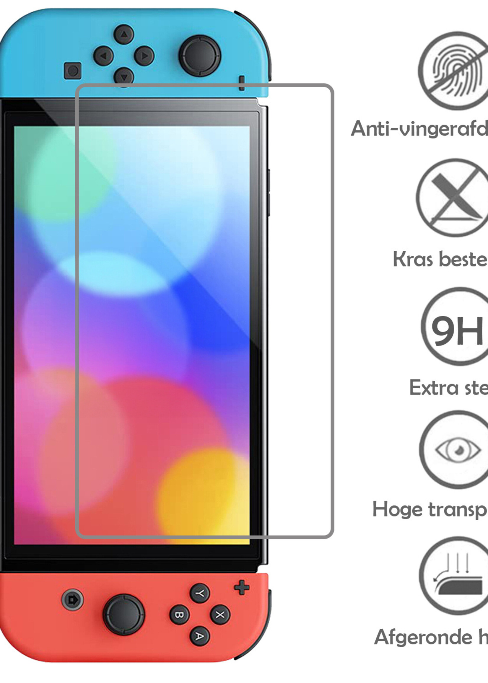 LUQ Hoes Geschikt voor Nintendo Switch OLED Case Hoesje Met Screenprotector - Bescherm Hoes Geschikt voor Nintendo Switch OLED Hoes Hard Cover - Rood