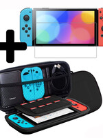 LUQ LUQ Nintendo Switch OLED Hoesje Handvat Met Screenprotector - Zwart