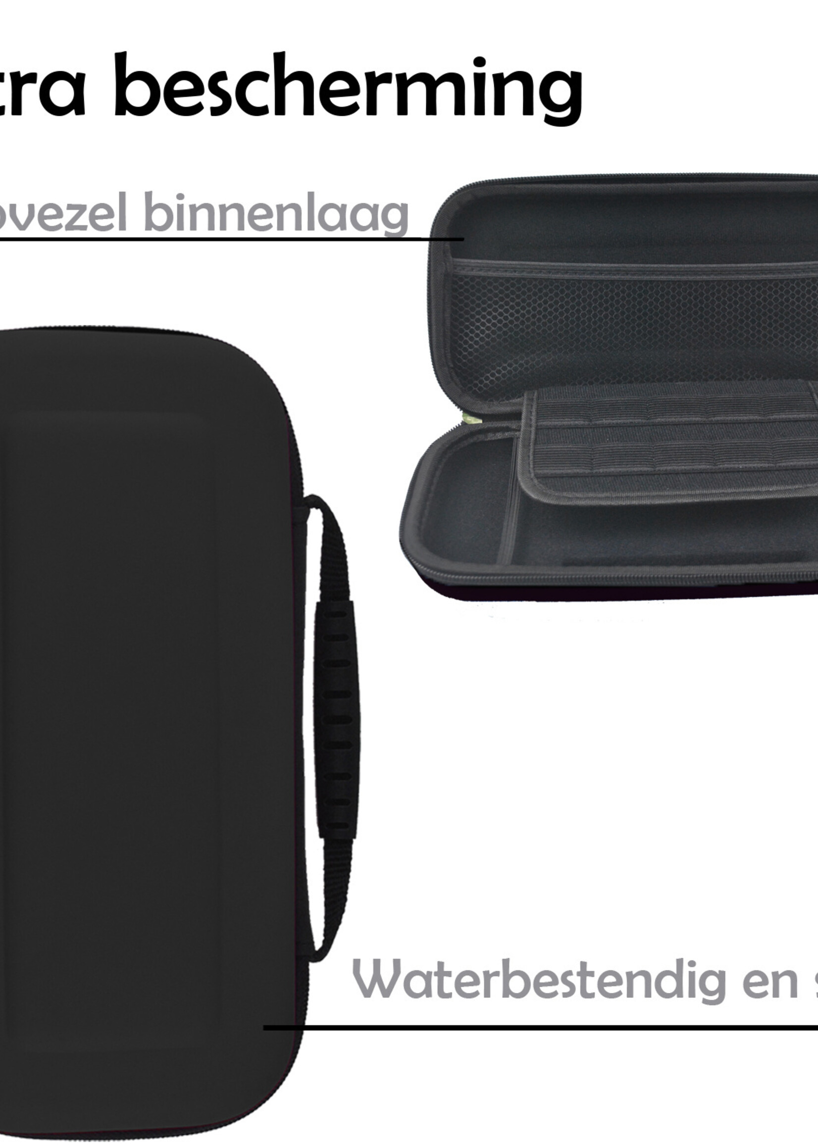 LUQ Hoes Geschikt voor Nintendo Switch OLED Case Hoesje Met Screenprotector - Bescherm Hoes Geschikt voor Nintendo Switch OLED Hoes Hard Cover - Zwart