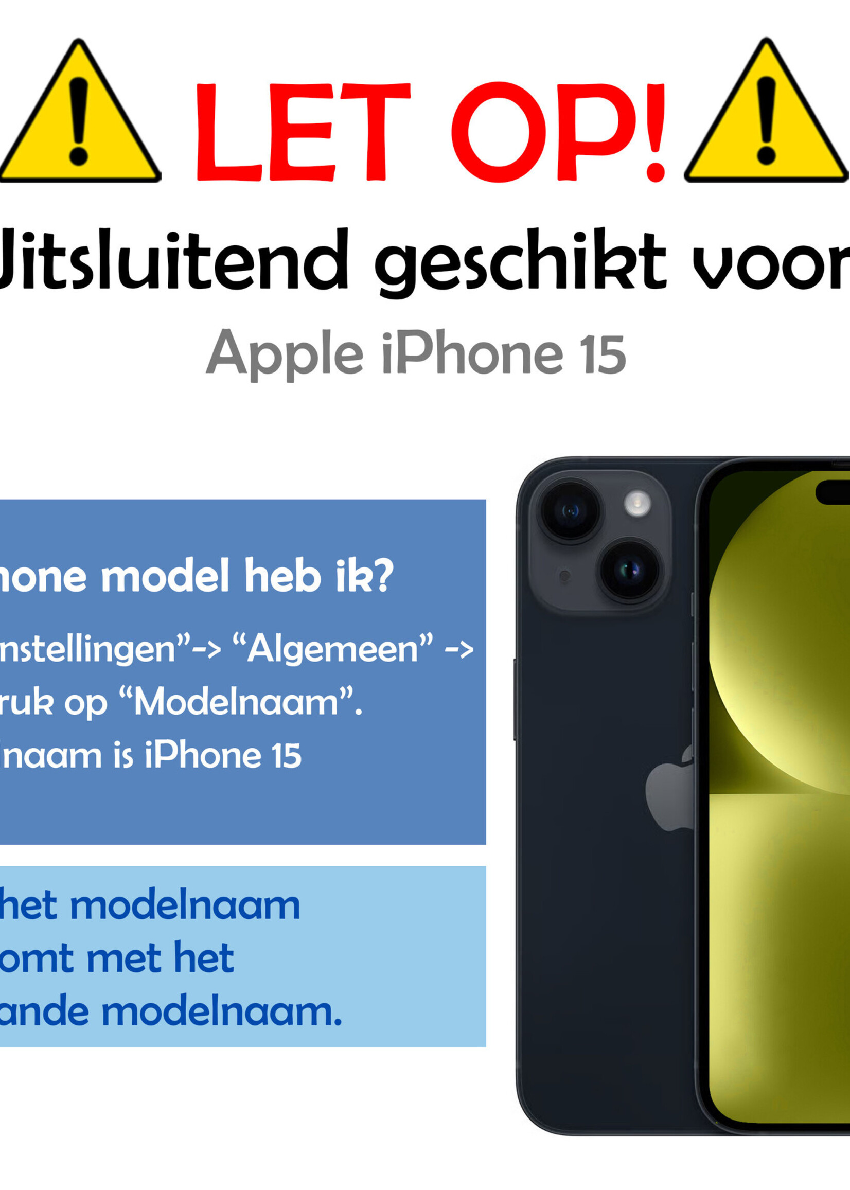 LUQ Hoesje Geschikt voor iPhone 15 Hoesje Siliconen Case Met 2x Screenprotector - Hoes Geschikt voor iPhone 15 Hoes Siliconen - Lichtroze