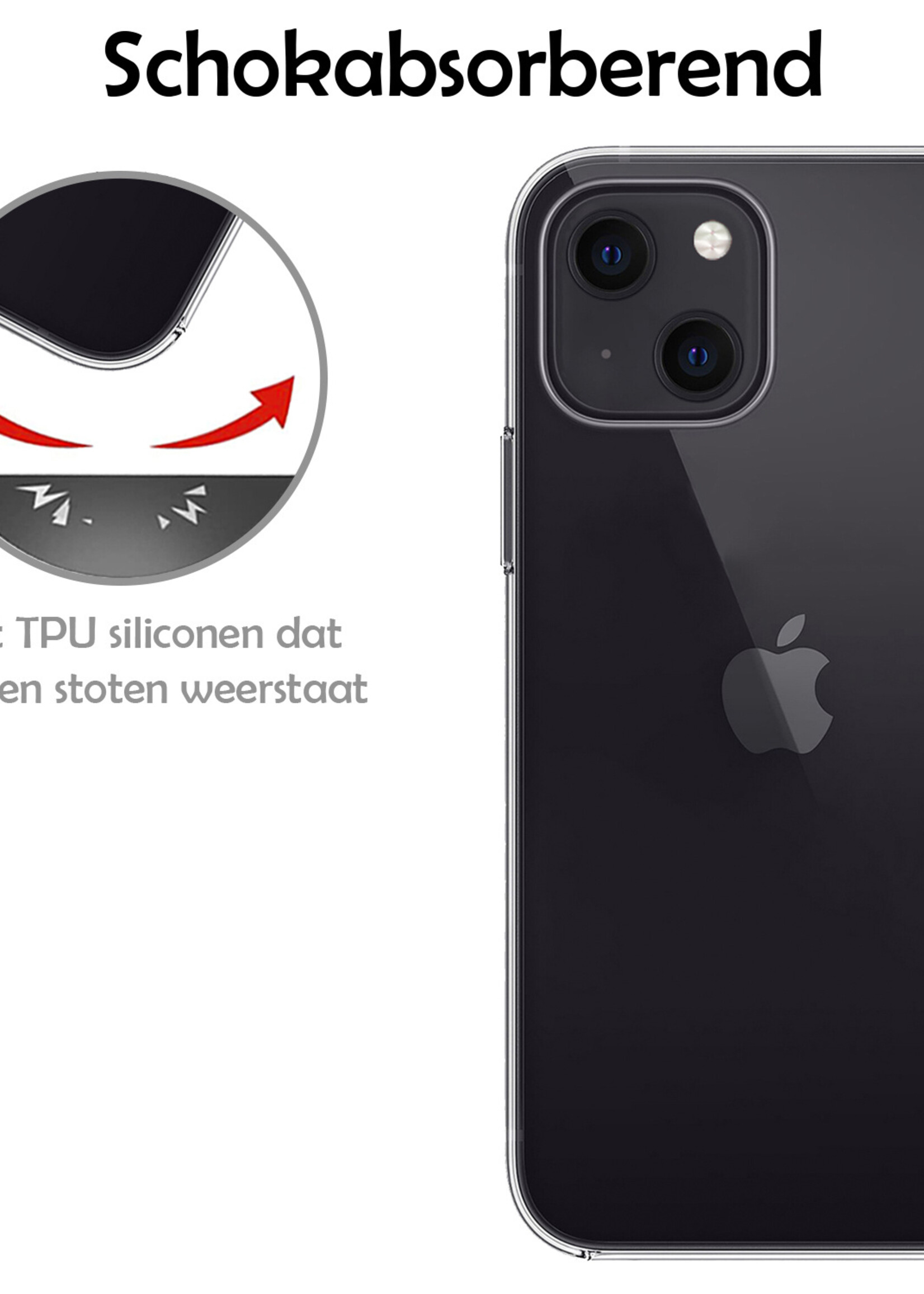 LUQ Hoesje Geschikt voor iPhone 15 Hoesje Siliconen Case Met 2x Screenprotector - Hoes Geschikt voor iPhone 15 Hoes Siliconen - Transparant