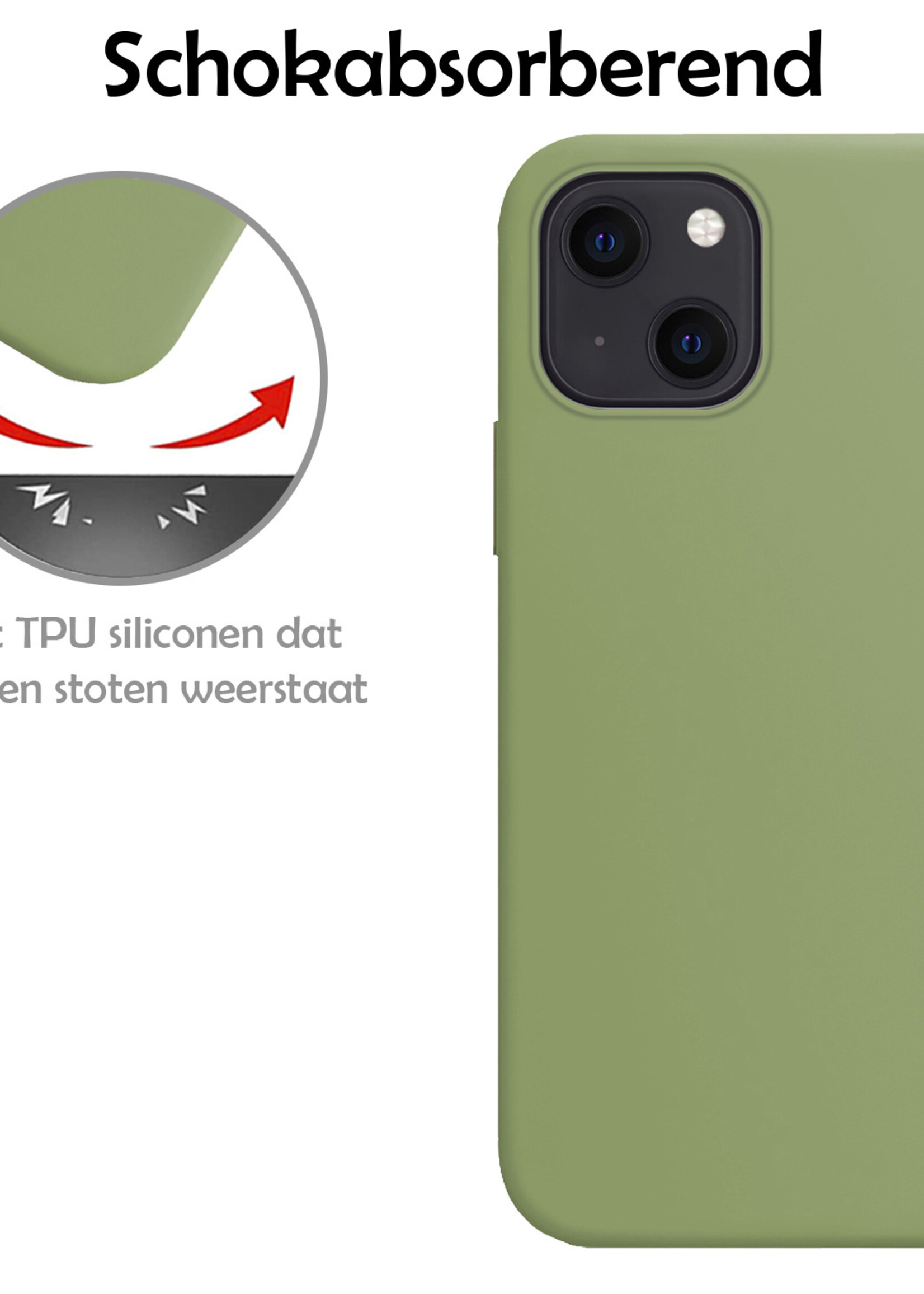LUQ Hoesje Geschikt voor iPhone 15 Plus Hoesje Siliconen Case Met Screenprotector - Hoes Geschikt voor iPhone 15 Plus Hoes Siliconen - Groen