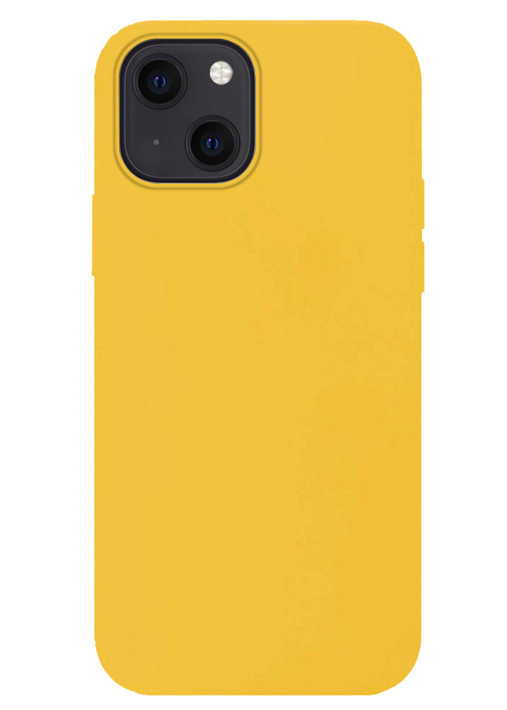 LUQ Hoesje Geschikt voor iPhone 15 Plus Hoesje Siliconen Case Met 2x Screenprotector - Hoes Geschikt voor iPhone 15 Plus Hoes Siliconen - Geel