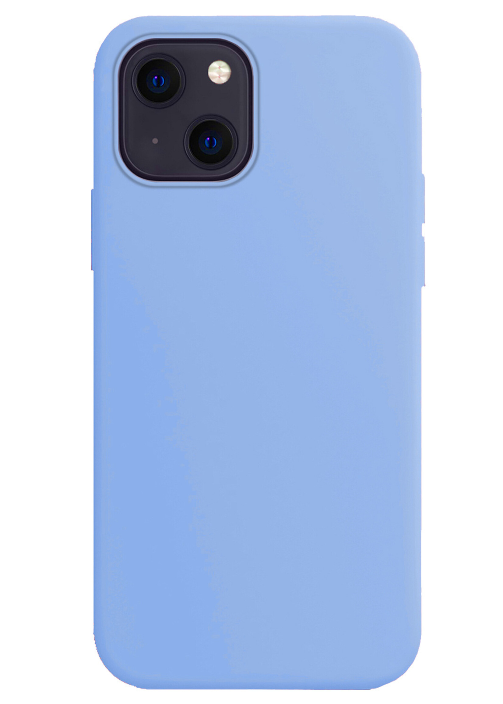 LUQ Hoesje Geschikt voor iPhone 15 Plus Hoesje Siliconen Case Met 2x Screenprotector - Hoes Geschikt voor iPhone 15 Plus Hoes Siliconen - Lichtblauw